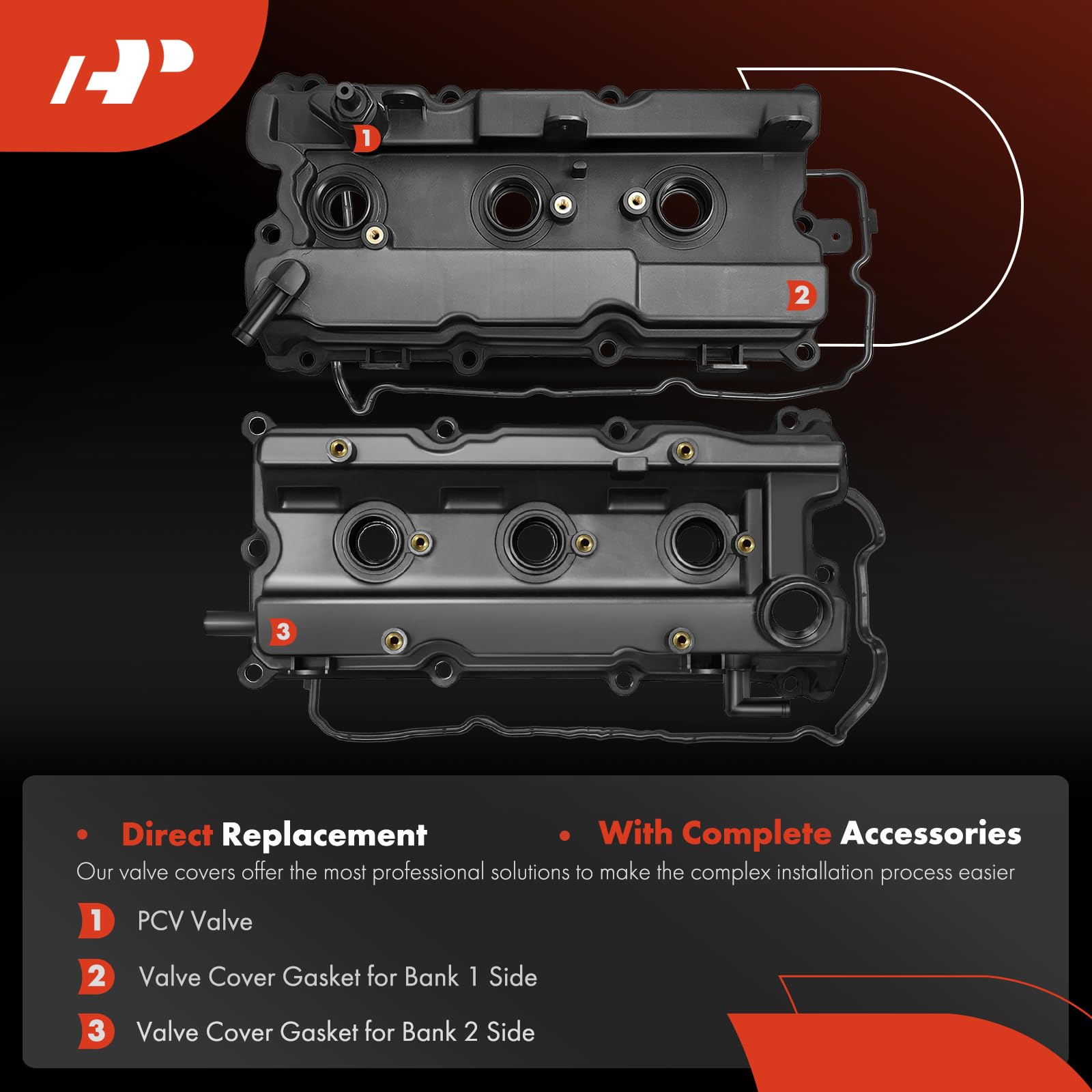 A-Premium Left Right Side Engine Valve Covers Kit Compatible with Nissan Altima (Teana) 2002-2006, Maxima 2002-2008, Quest 2004-