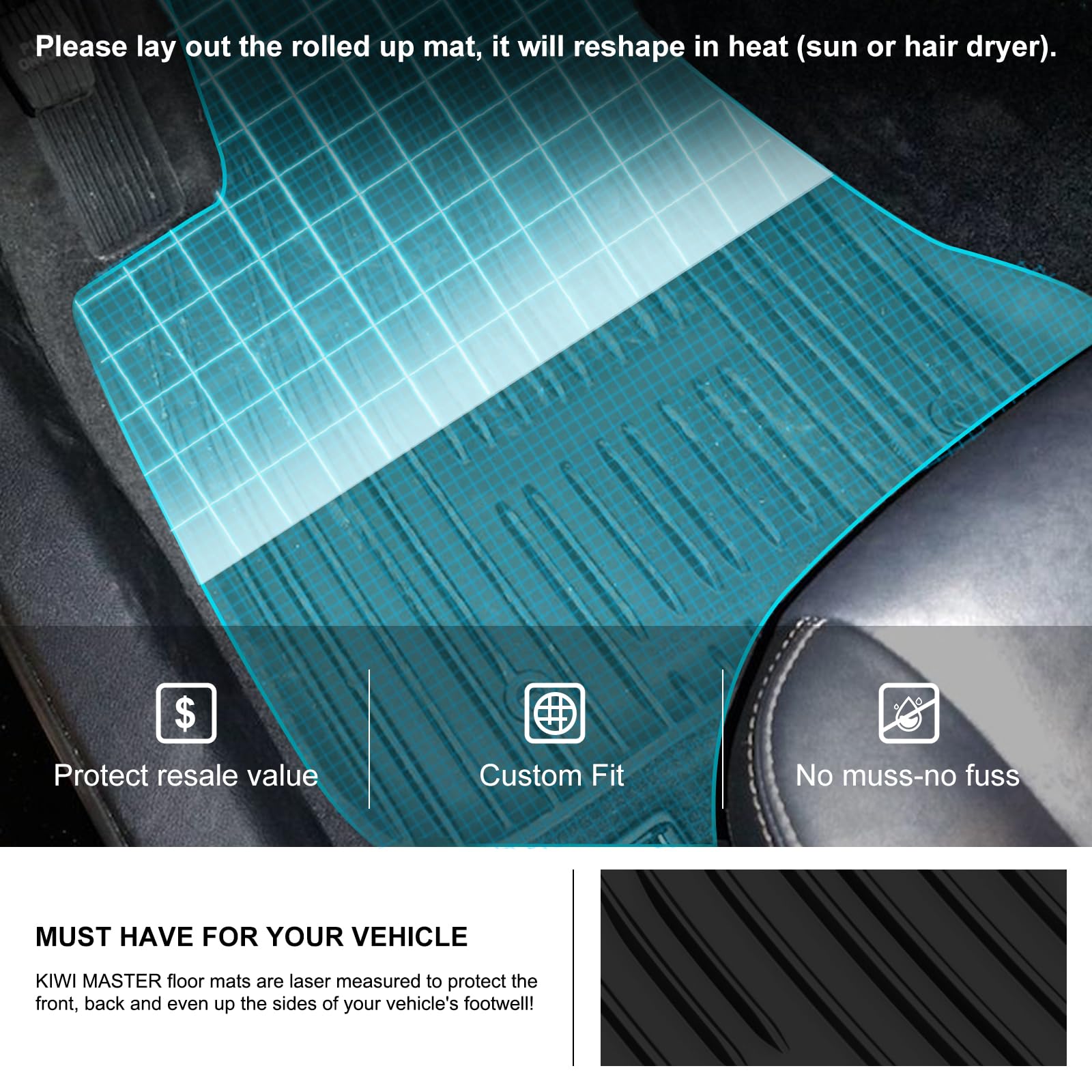 Kiwi Master Floor Mats For 2011-2023 Dodge Challenger Rwd Oem Replacement 82212545 All Weather Slush Liners Front And Rear 2 Row