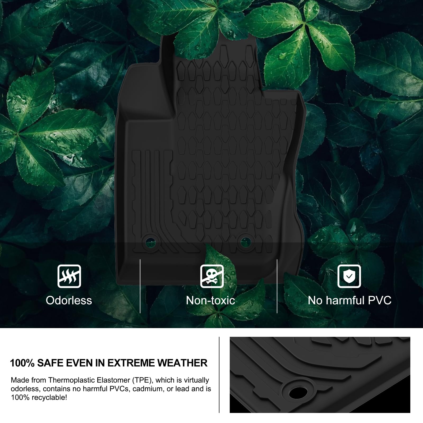 Kiwi Master Floor Mats For 2017-2025 Jeep Compass Oem Replacement 82214651 All Weather Mat Front Rear 2 Row Seat Tpe Slush Liner