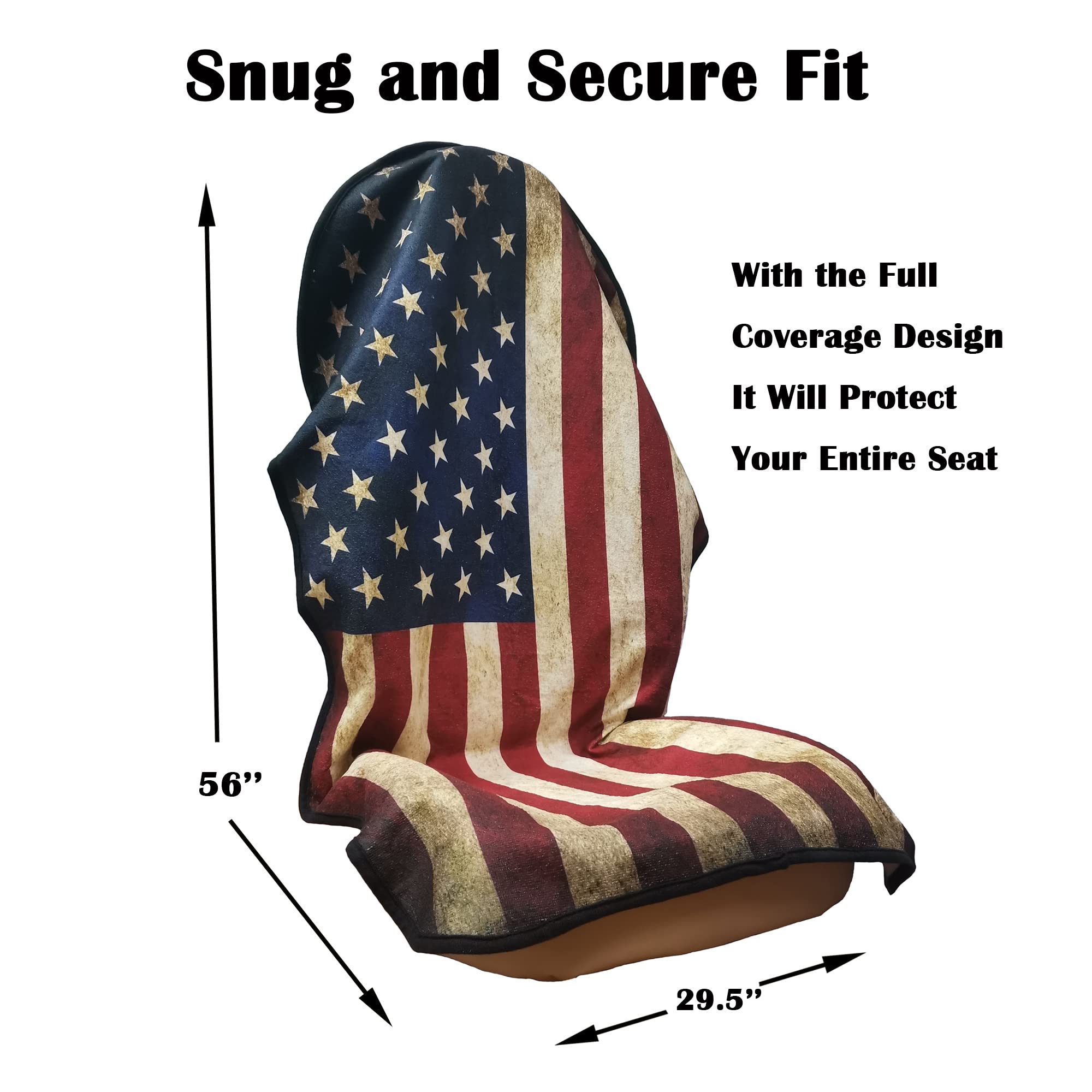 Loyagour Car Seat Cover Protector Front Seats,For Gym Workout,Running,Swimming,Beach And Hiking,Waterproof Sweat Towel Bucket Seat Covers For Trucks Suv Jeep (American Flag, 1Pcs)
