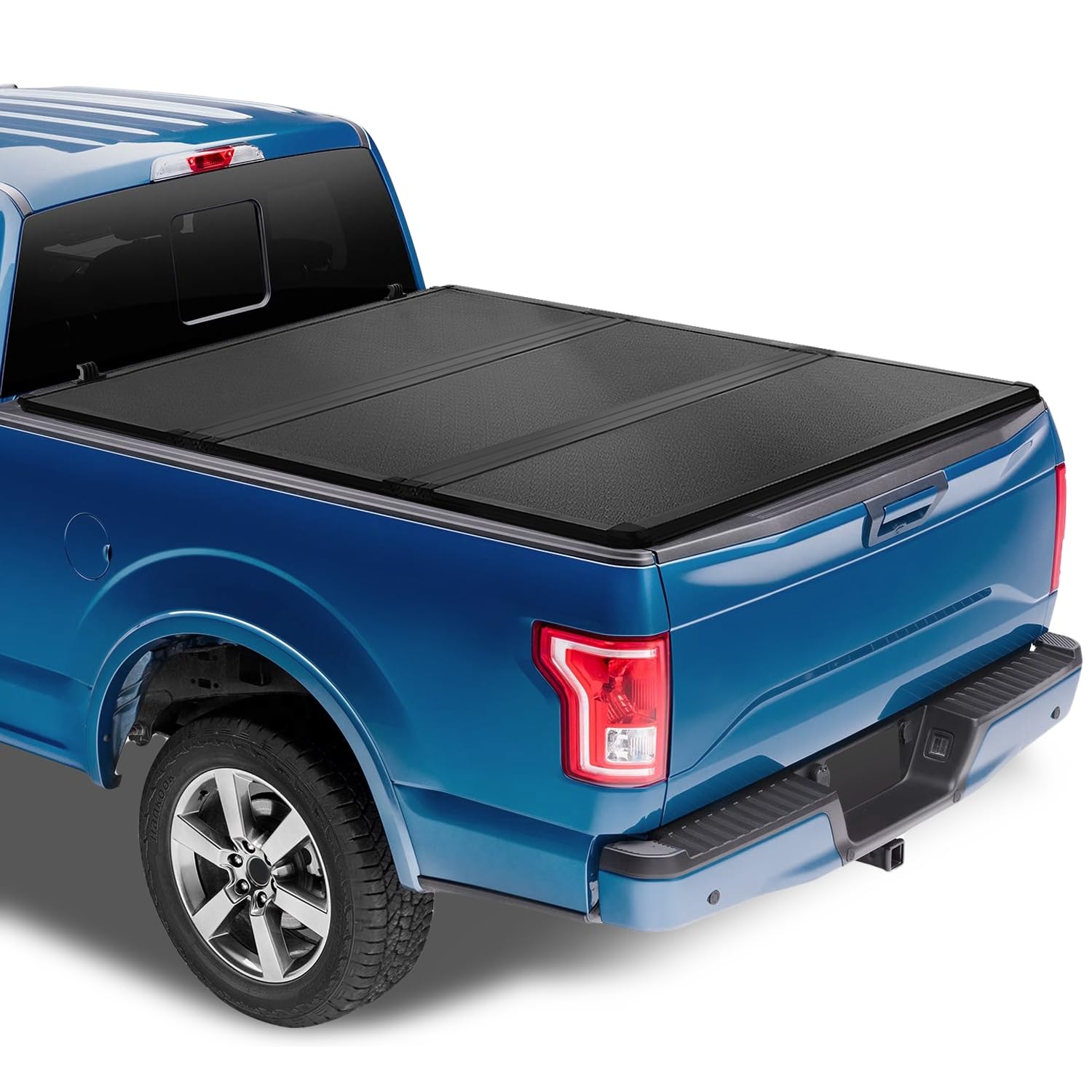 Auto Dynasty Frp Hard Tri-Fold Truck Bed Tonneau Cover Compatible With 2015-2024 Ford F150 F-150 5.5Ft/66Inch Fleetside Bed, Bla