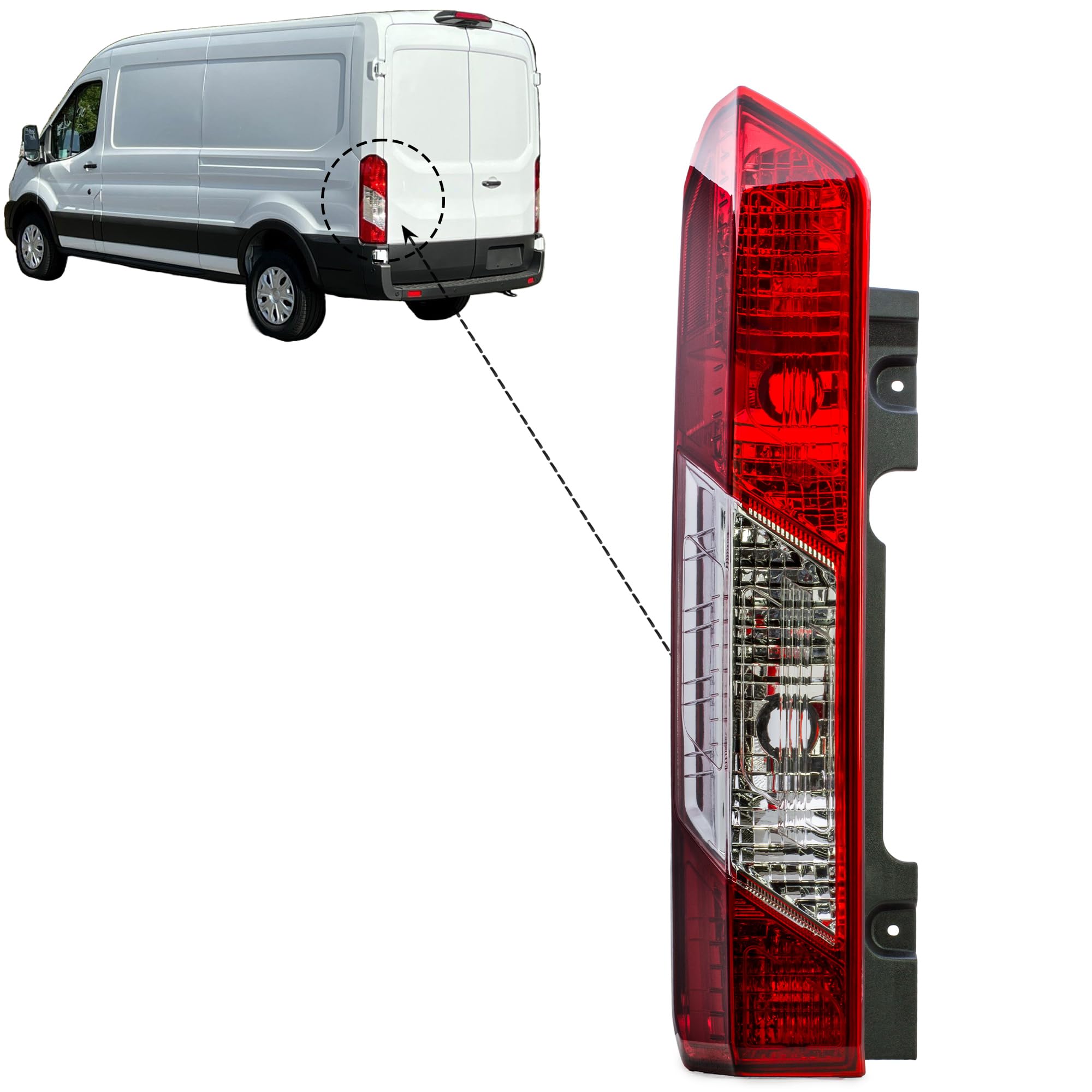 Replacement Driver Left Side Tail Rear Light Lamp Assembly Fit Ford Transit T150,T250 From 2014 Onward
