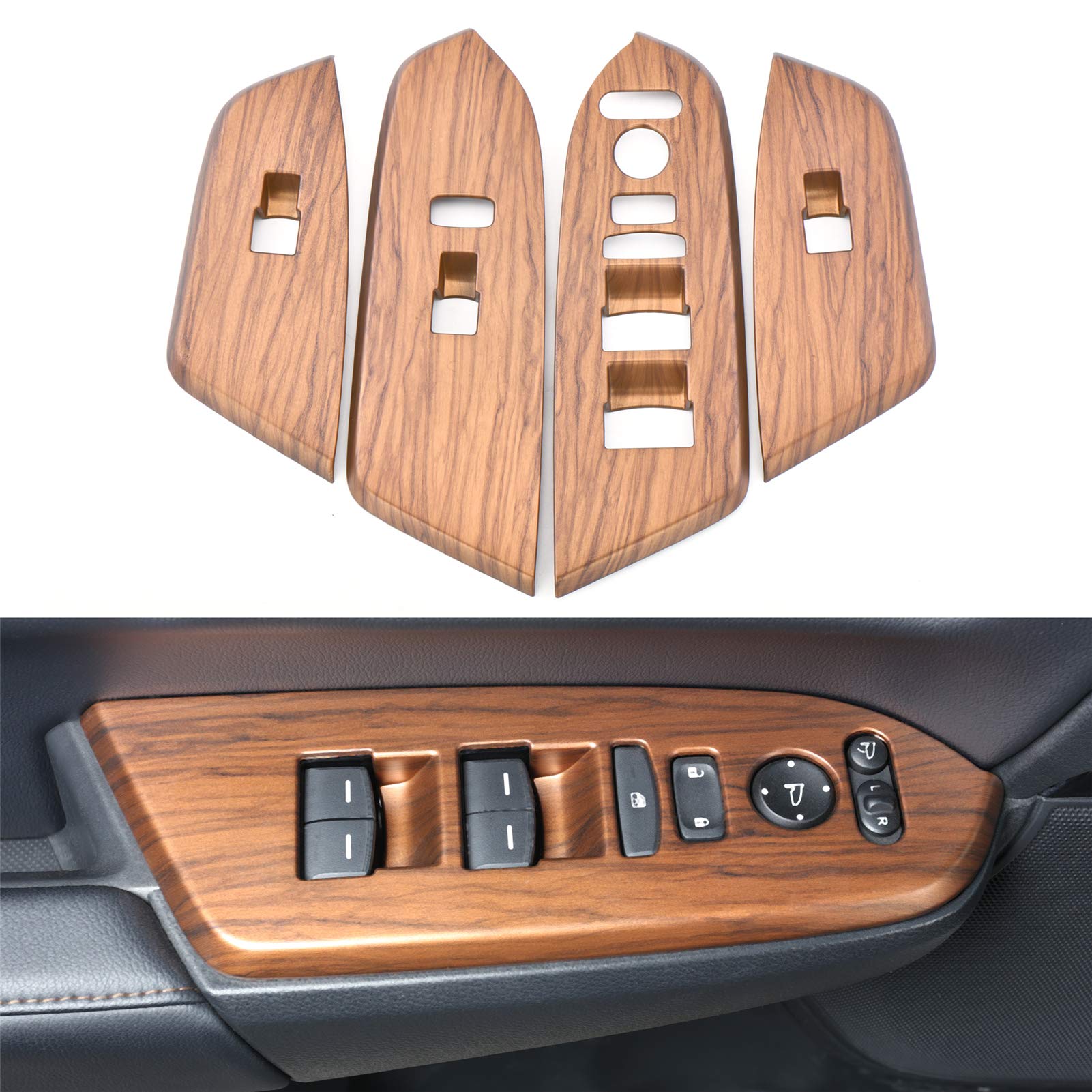 Antbooboo For Honda Crv Inner Window Switch Panel Cover Peach Wood Grain Trim Interior Accessories For Cr-V Cr V 2022 2021 2020 2019 2018 2017(Without Rear Seat Heating Buttons)