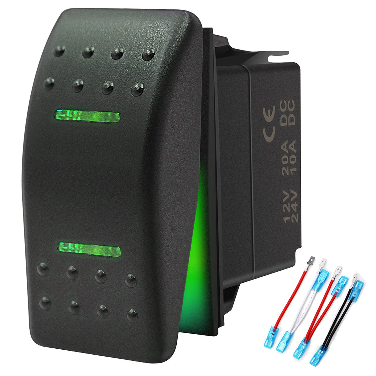 Waterproof Rocker Switch Toggle - On/Off/On Blue Led Light - 12V 20Amp 24V 10Amp, 7 Pin For Automotive Cars Vehicles Marine Boat