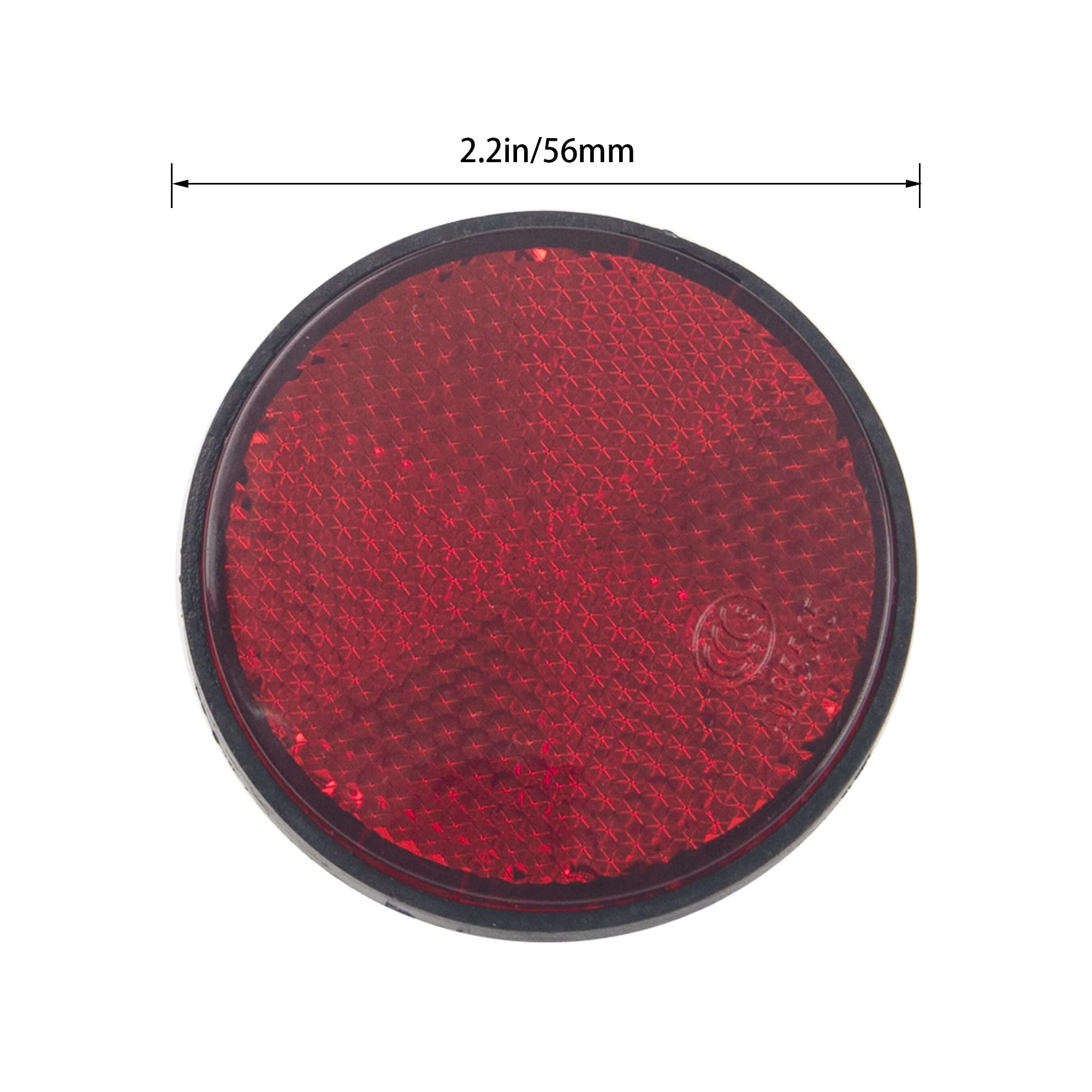 Rrina 4Pcs Red Plastic Reflective Warning Round Reflector For Motorcycle Bike