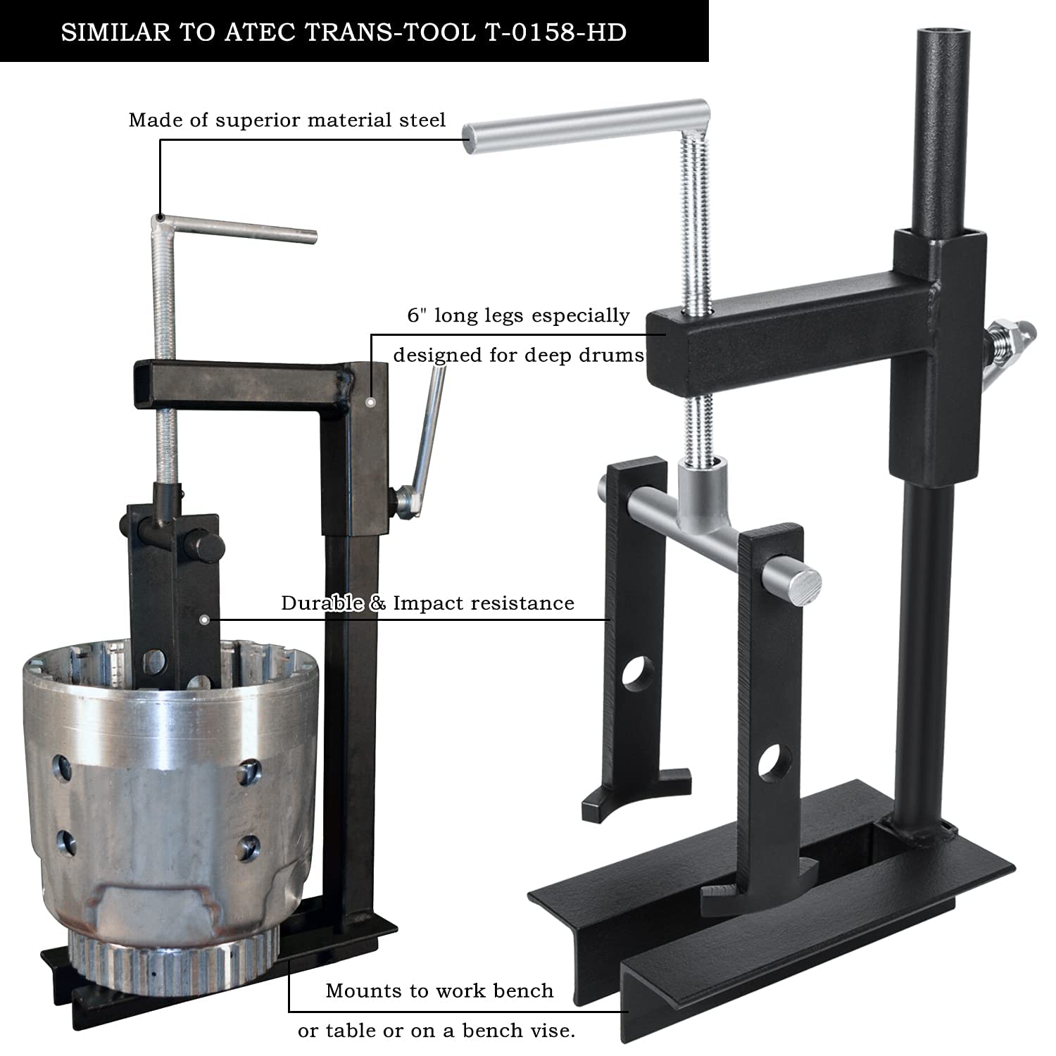 T-0158 Clutch Drum Spring Compressor Transmission Tool Heavy Duty Steel Bench Mount