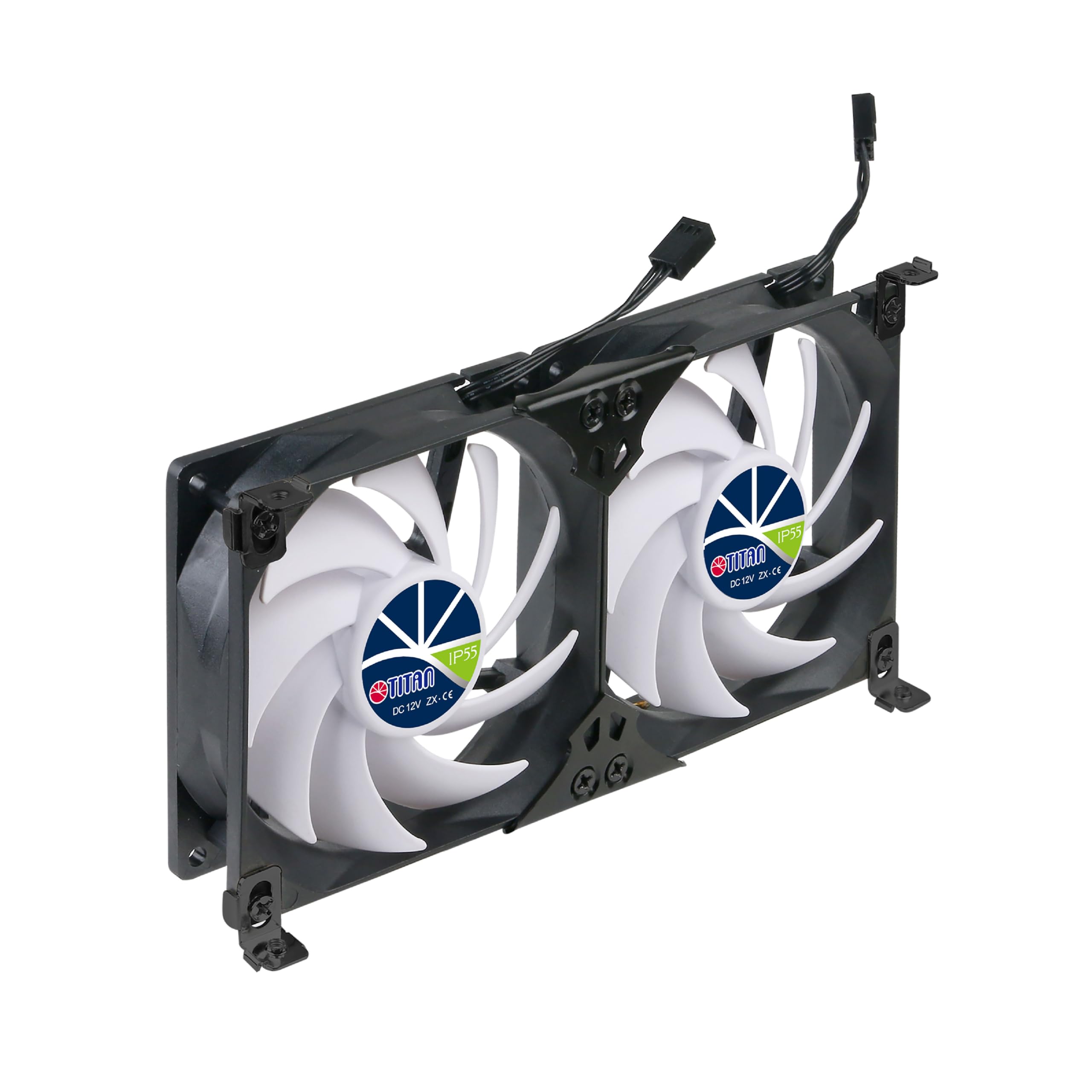 TITAN- 12V DC Double Rack Mount Ventilation Cooling Fan for Fridge Vent and Ventilation Grille with Speed Controller (120mm(V2+)