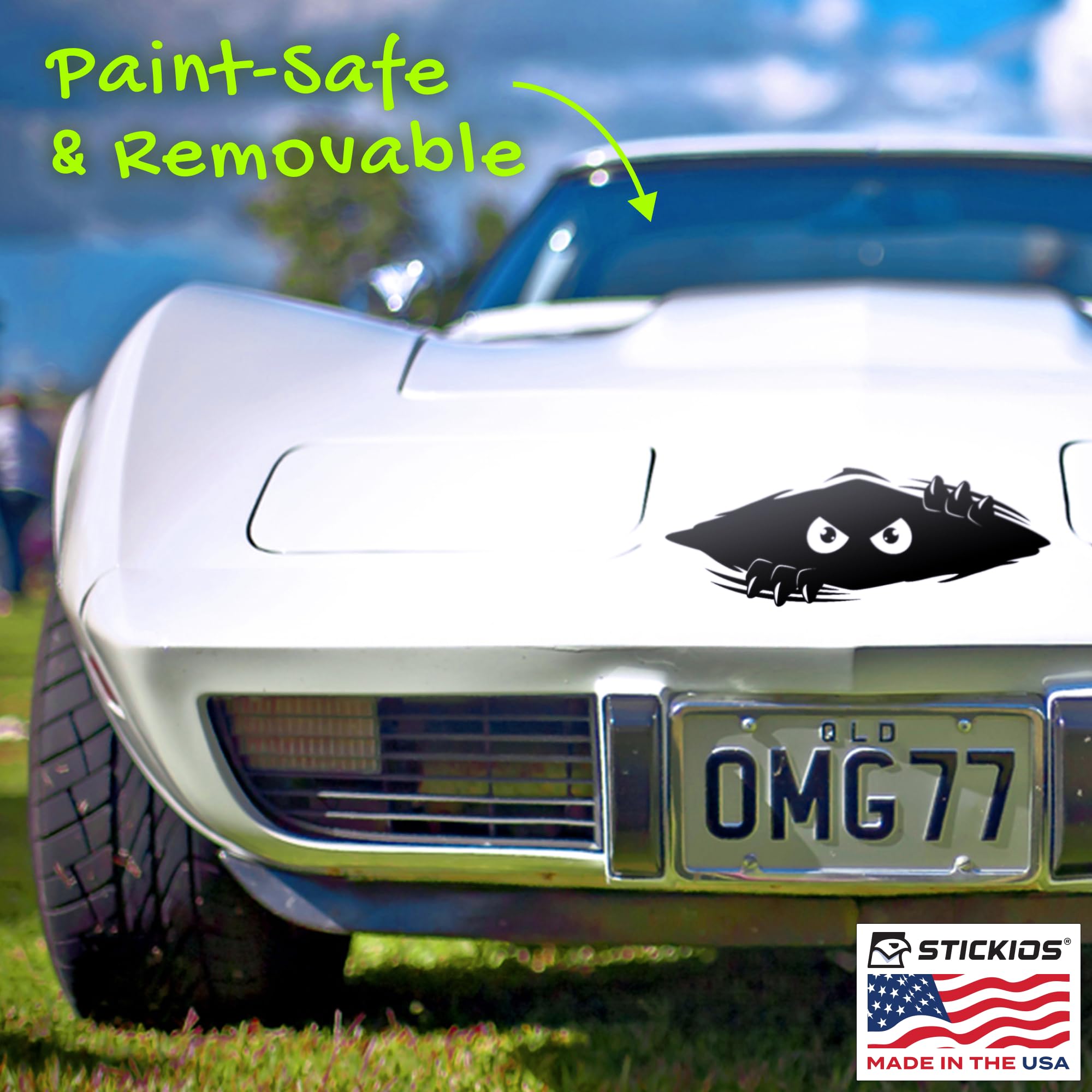 Stickios Large Black Vinyl Bumper Sticker - Funny Monster Car Decal For Cars, Trucks, And Dents - Made In Usa - Shredder (11X4.2