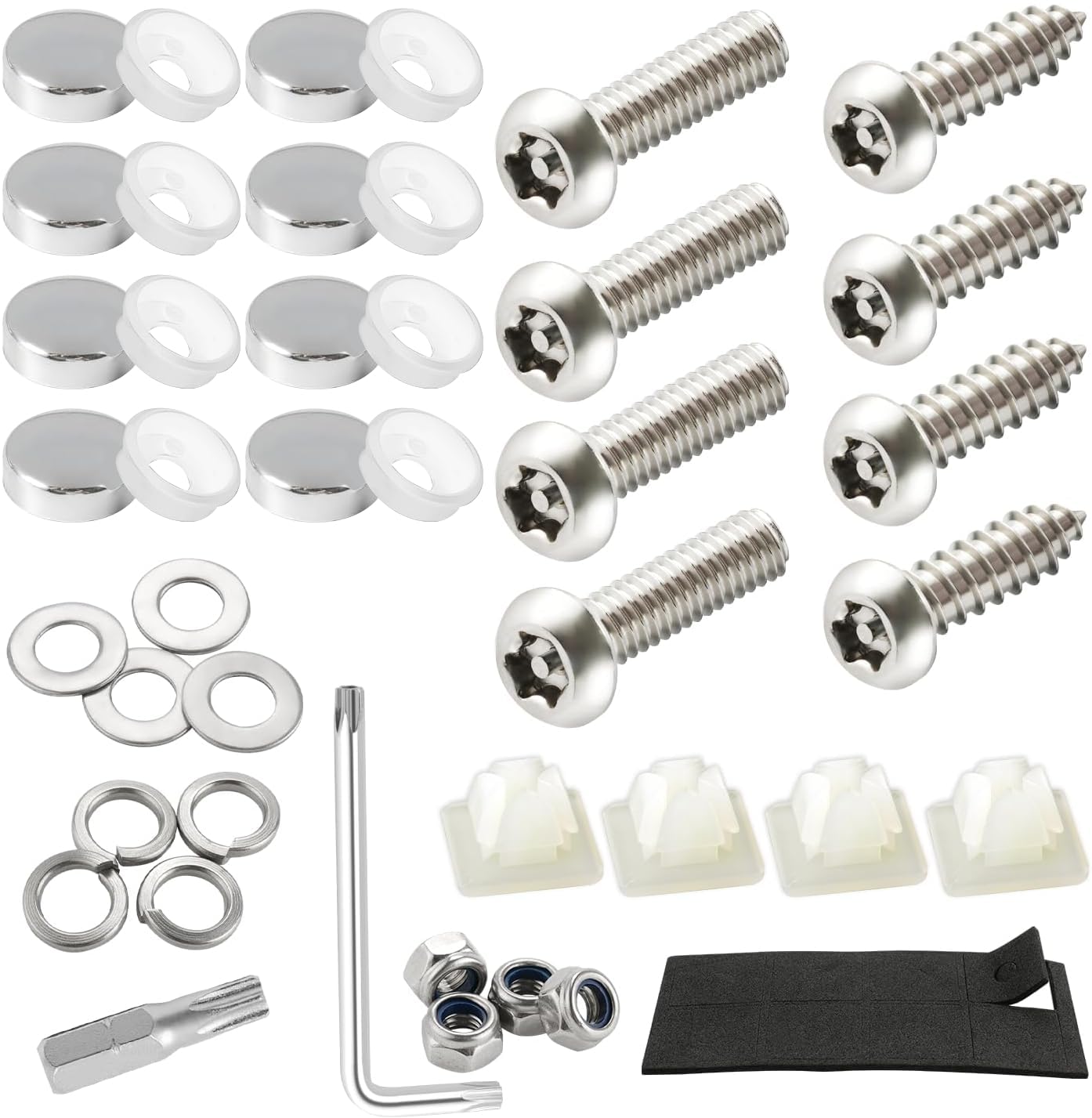 Livtee Anti Theft License Plate Screws Set For Securing Frames And Covers, License Plate Bolts, M6 (1/4'') Tamper Proof Screws,