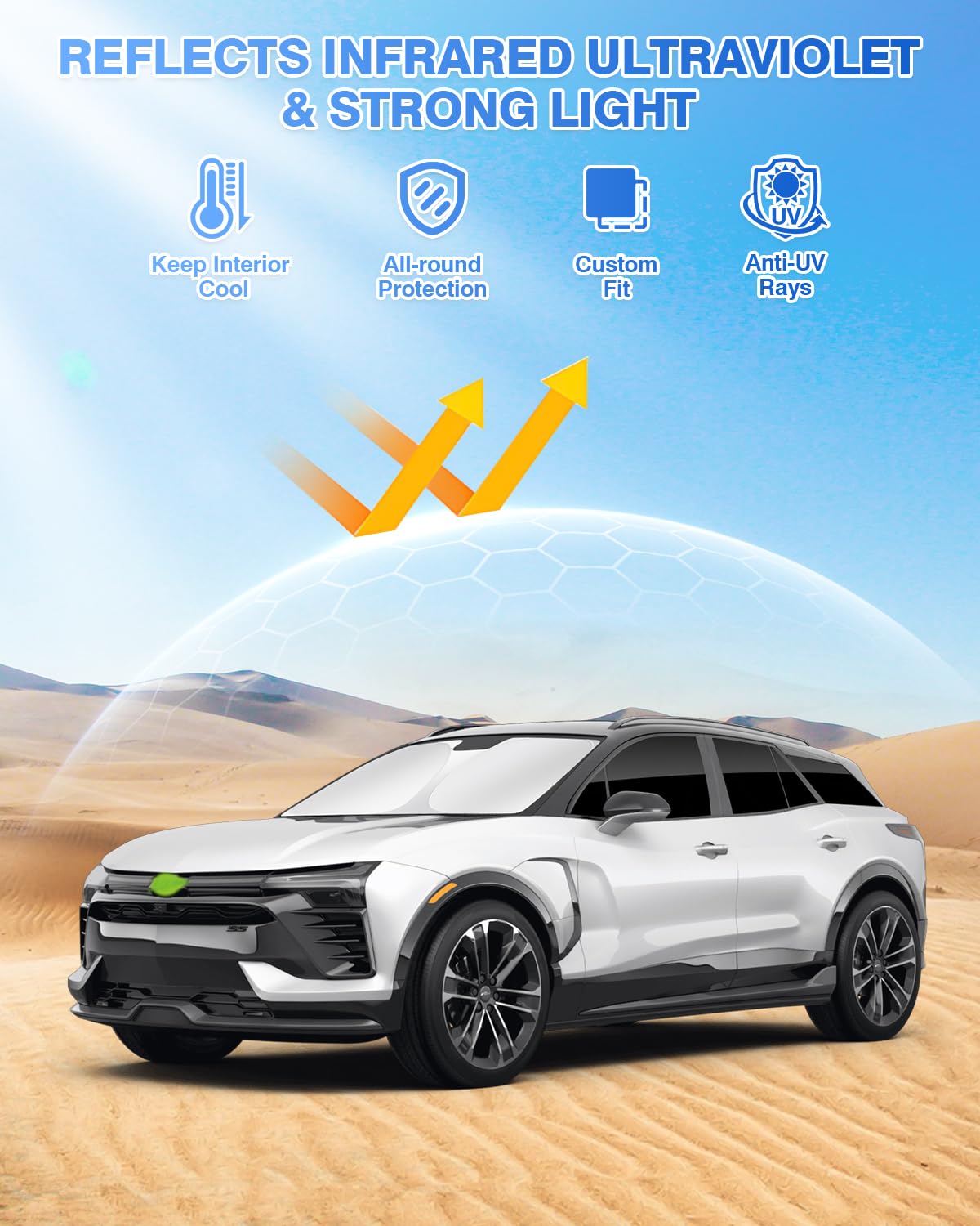 Canvcle Sunshades For 2024 2025 Chevrolet/Chevy Blazer Ev (Not For Chevrolet Blazer) Accessories Windshield Sun Shade Side Rear