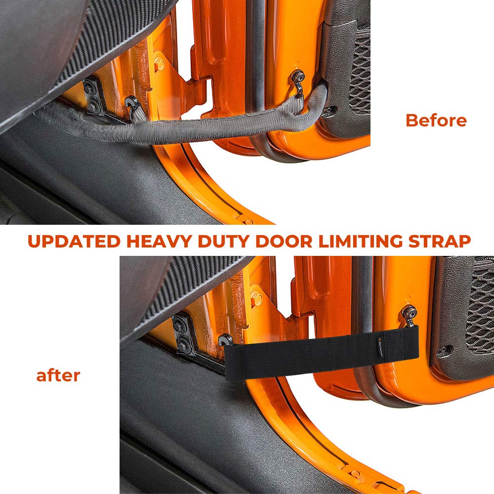 Joytutus Door Limiting Straps Compatible With Wrangler, 2 Pack Updated Heavy Duty Strong Adjustable Door Limiting Check Strap For Wrangler Cj Yj Tj Jk Jku Jl Jlu 1996 To 2021 2022 2023 Load 1000 Lb