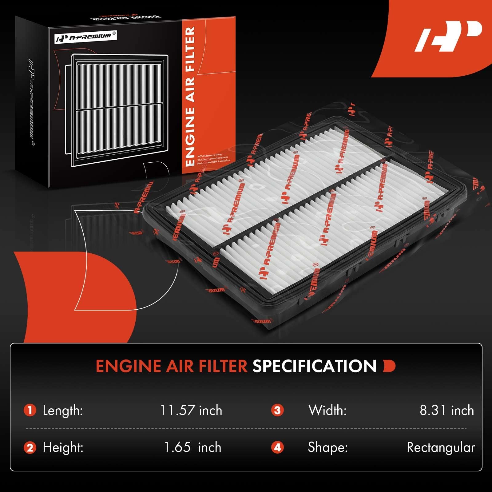 A-Premium Engine Air Filter Compatible with Hyundai Santa Fe 2019-2020, Palisade, Santa Fe Sport & Kia Sedona 2015-2021, Sorento