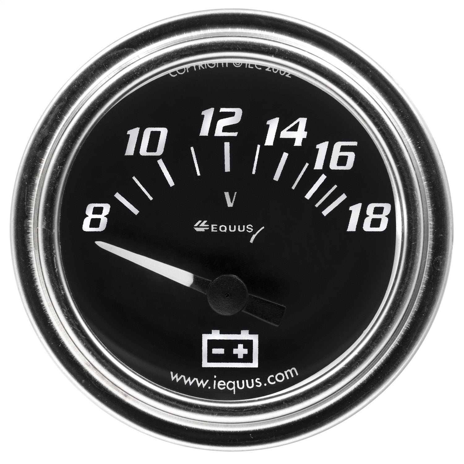 Equus 7268 2'' Voltmeter, Chrome with Black Dial