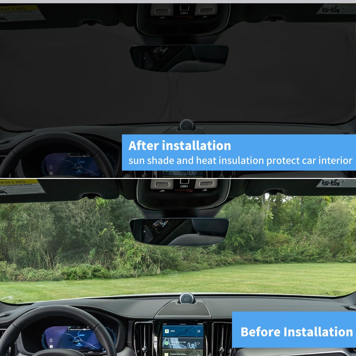 Hohuigo Windshield Sun Shade For Volvo Xc90 2016-2025 Custom Fit Front Xc-90 Window Sunshade Fodable Car Sun Visor Uv Protector