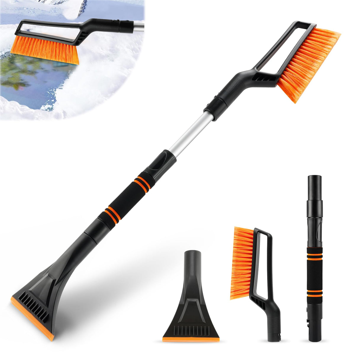 Livtee Ice Scraper And Snow Brush For Car Windshield, 32.5'' Extendable Snow Removal Tool, Automotive Exterior Accessories And W