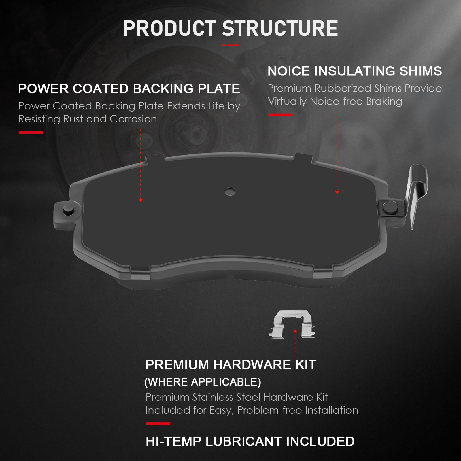Front Ceramic Brake Pads Kit - 4Pcs Fit For Saab 9-2X (05-06), Subaru Baja (03-06), Forester (03-10), Impreza (02-11), Legacy (0