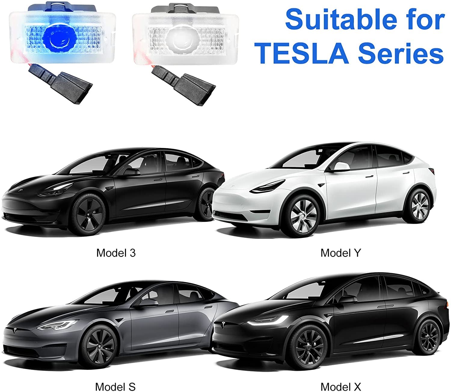 4Pcs Upgraded Tesla Puddle Lights Car Door Lights Logo Projector,Rcbdcygj Ultra-Bright Ghost Shadow Lights Welcome Courtesy Step Door Lamps Replacement With Extension Cords (Pink Light)