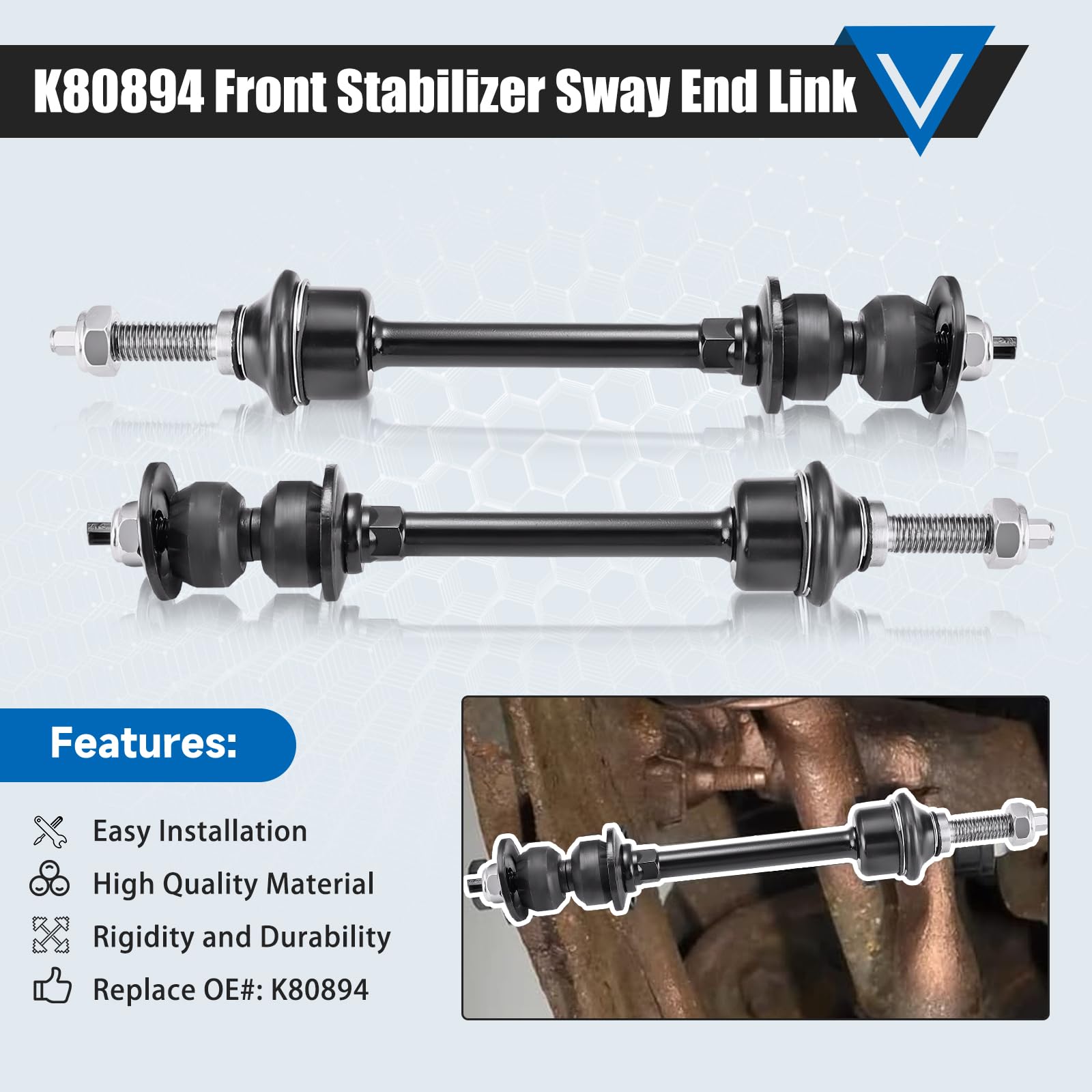 K80894 Front Sway Bar Link Kit Compatible With 2006-2012 Ram 1500 4Wd 2012-2018 Ram 1500 2019-2021 Ram 1500 Classic Front Stabilizer Bar End Links Suspension Kit