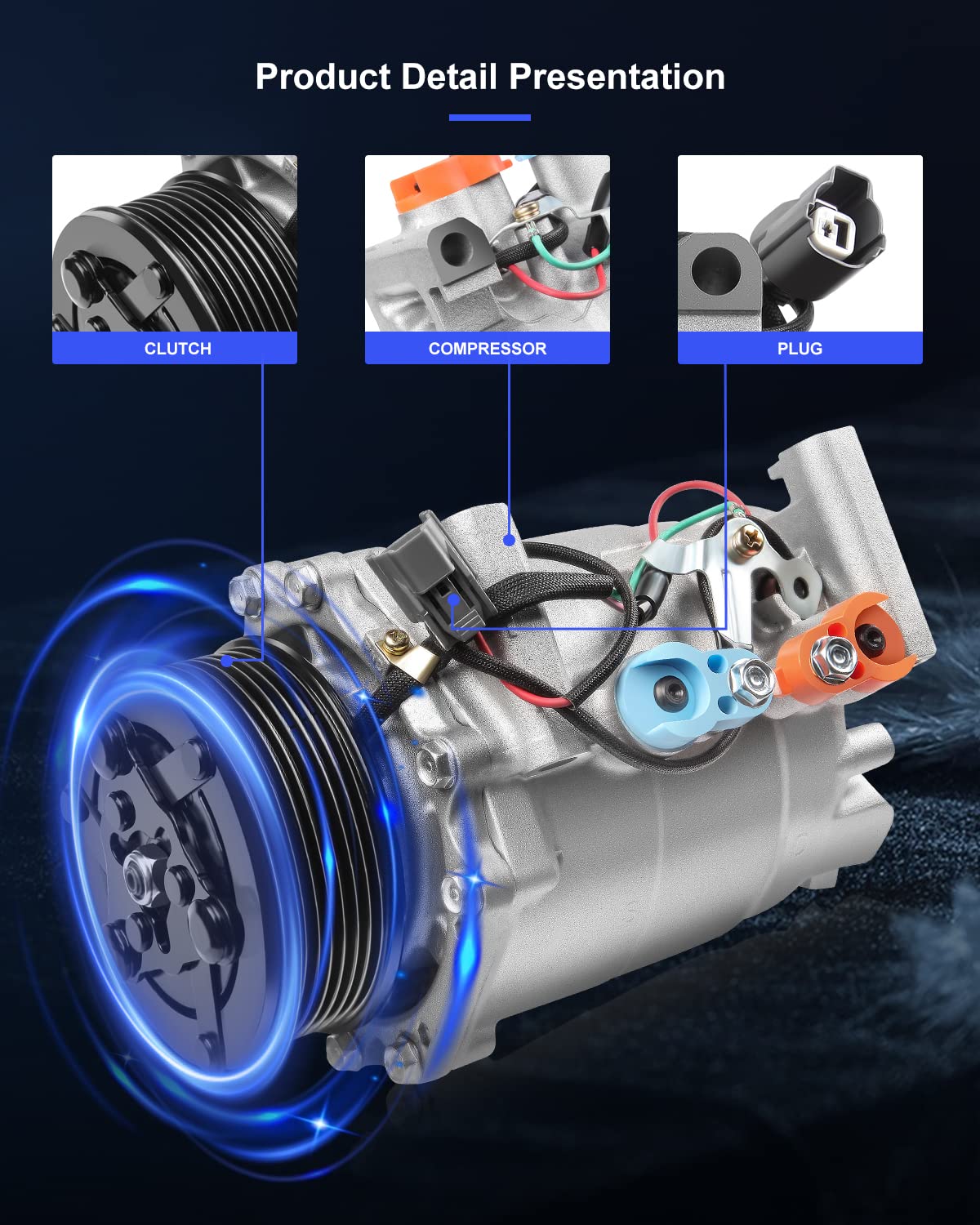 Eccpp Ac Compressor With Clutch 2002-2006 For Honda Civic For Acura Rsx 2.0L Ac Compressor