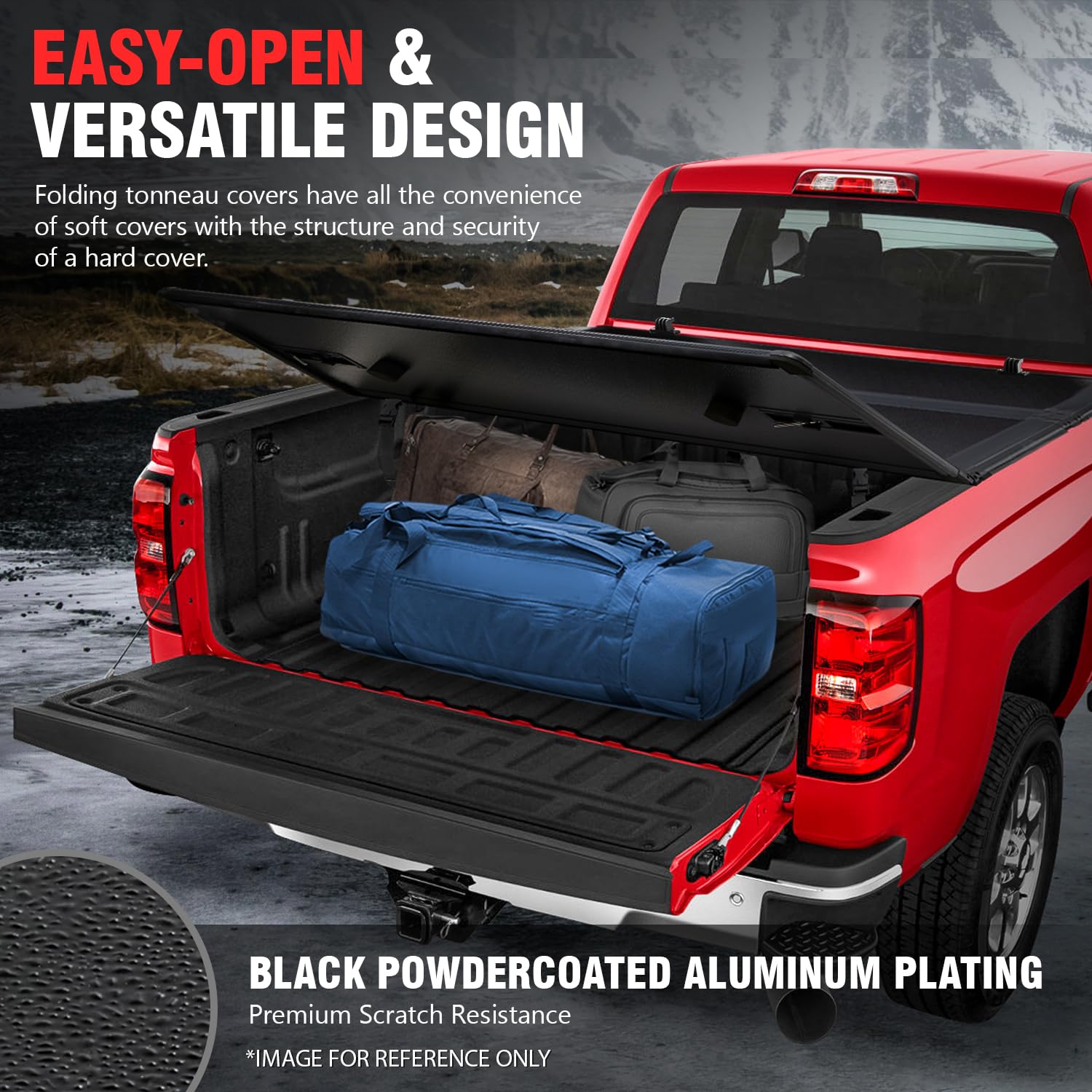 Dna Motoring New Upgrade Truck Bed Top Hard Solid Tri-Fold Tonneau Cover Compatible With 97-03 Ford F150 / 2004 F150 Heritage 6.