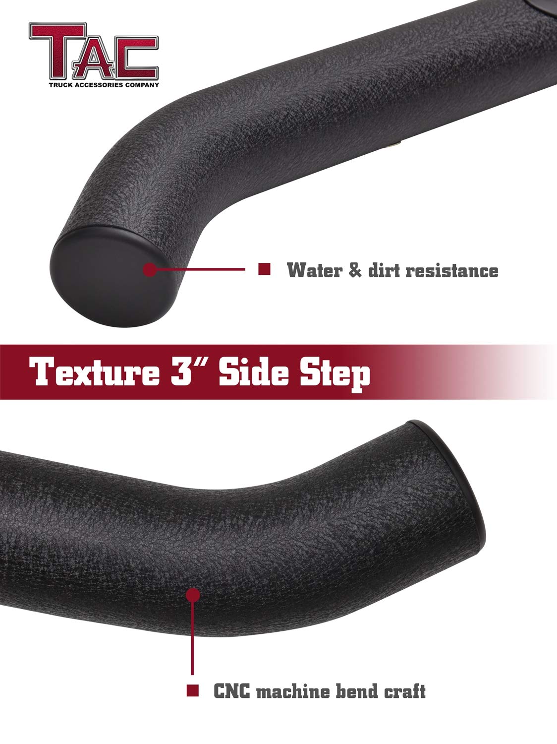 Tac Side Steps Running Boards Compatible With 2005-2023 Toyota Tacoma Double Cab Truck Pickup 3” Texture Black Side Bars Nerf Bars Off Road Accessories