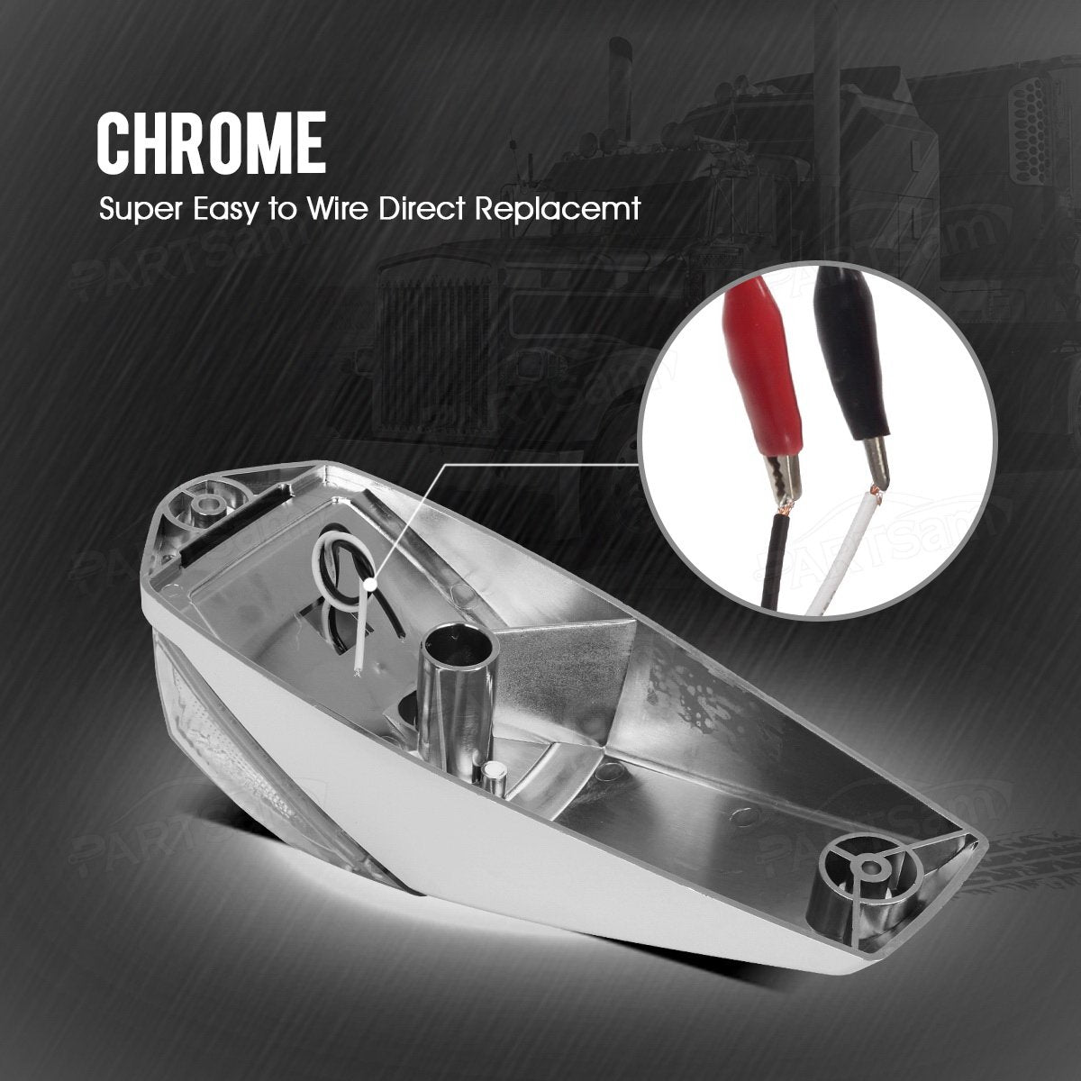 Partsam Truck Cab Lights 5Pcs Clear/Amber Top Roof Running Led Marker Lights Waterproof 17 Led W/Chrome Base Compatible With Pet