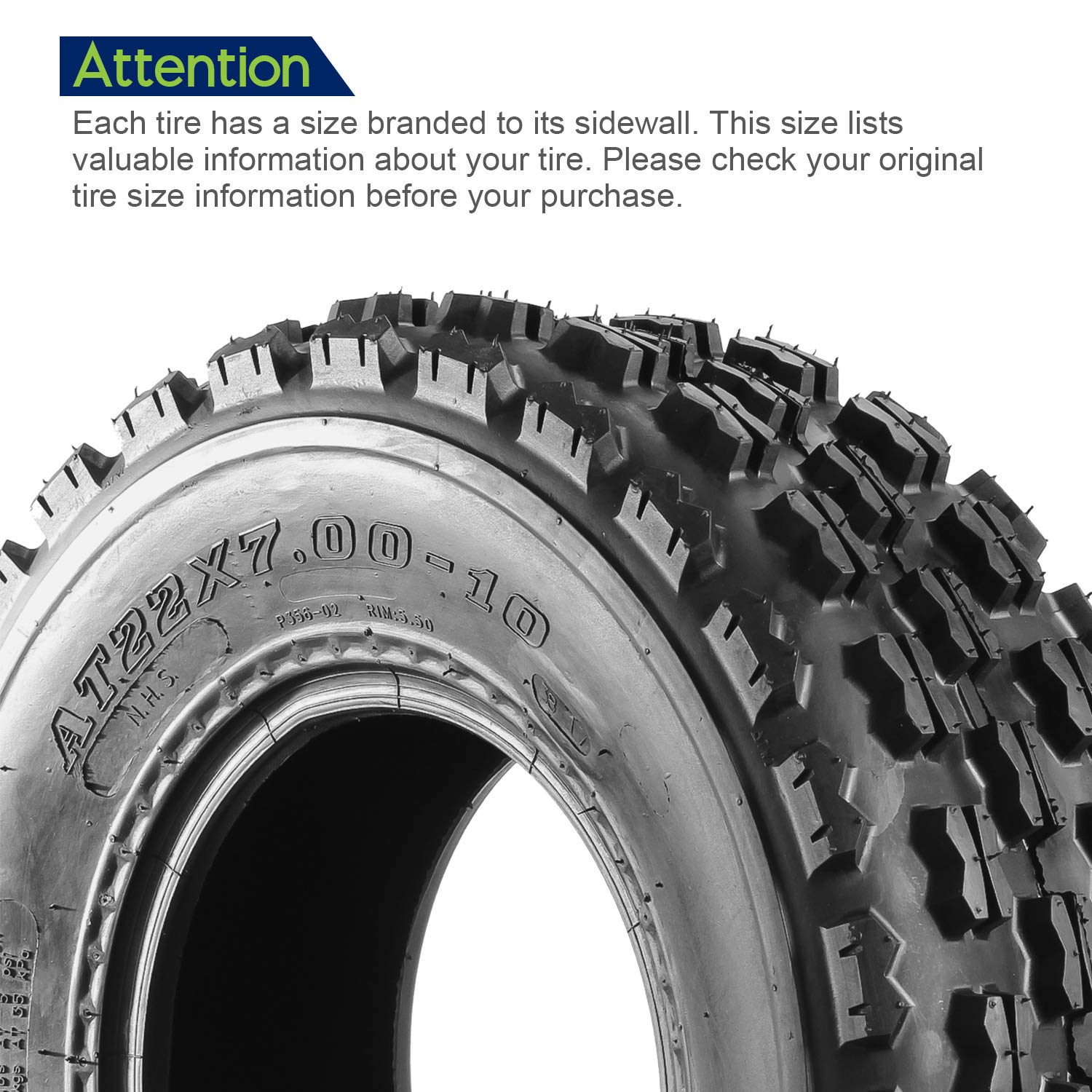 Maxauto Set Of 4 Sport Atv Tires 22X7-10 Front & 20X10-9 Rear Utv Tires 4Pr 22X7X10 Atv Quad Tires - 10077/10081