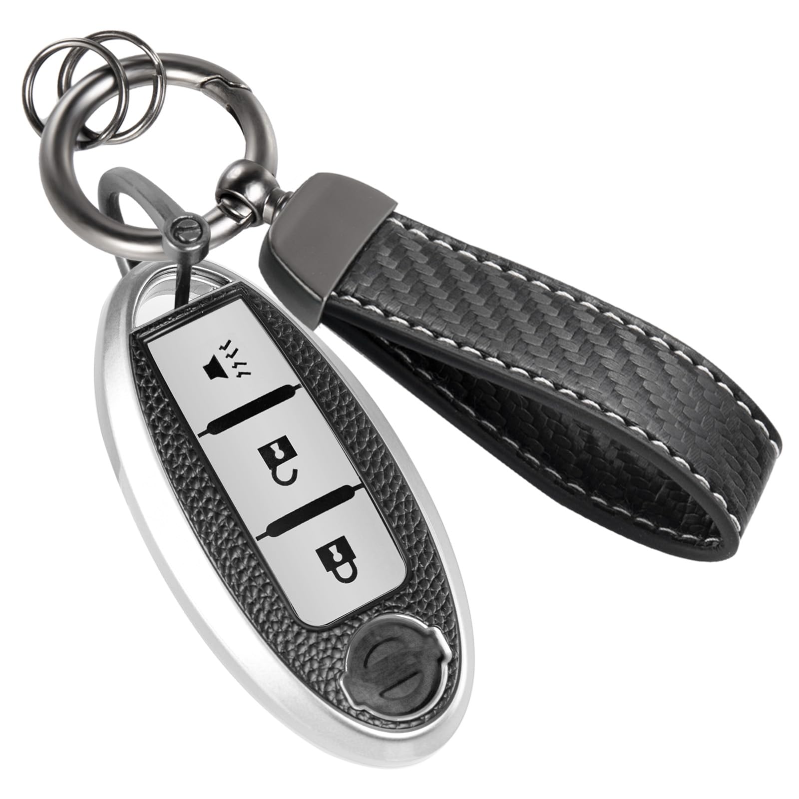 Ctrinews For Nissan Key Fob Cover With Carbon Fiber Style Belt Keychain, Advanced Soft Tpu Surface Grain Key Case For Nissan Key