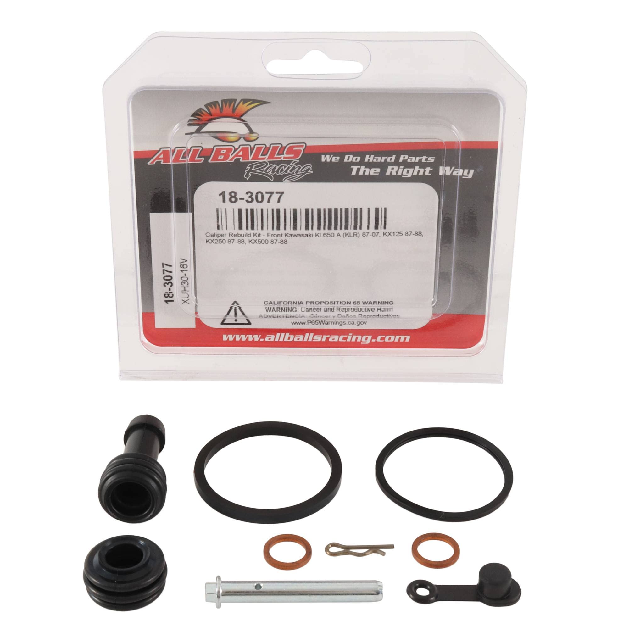All Balls Racing 18-3077 Caliper Rebuild Kit Front Compatible with/Replacement For Kawasaki KL 650 A (KLR) 1987-2007, KX 125 198