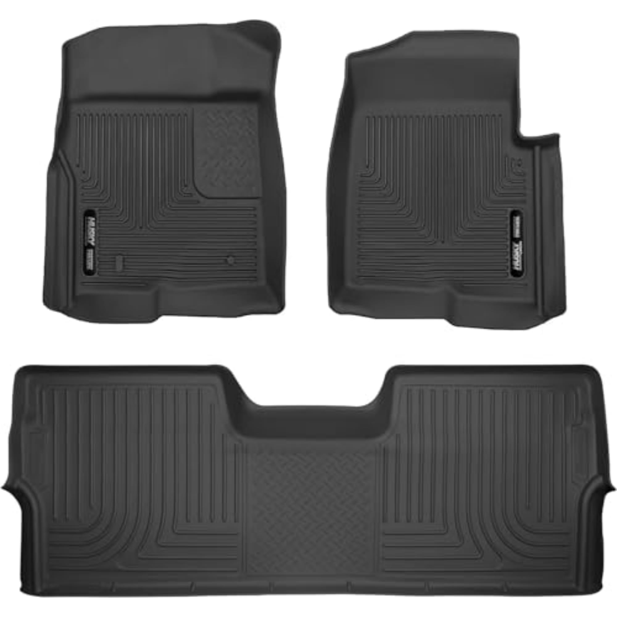 Husky Liners Weatherbeater Floor Mats | Fits 2009 - 2014 Ford F-150 Supercrew Cab W/Out Manual Shifter (Footwell Coverage) | Front & 2Nd Row, 3-Pc Black - 98331