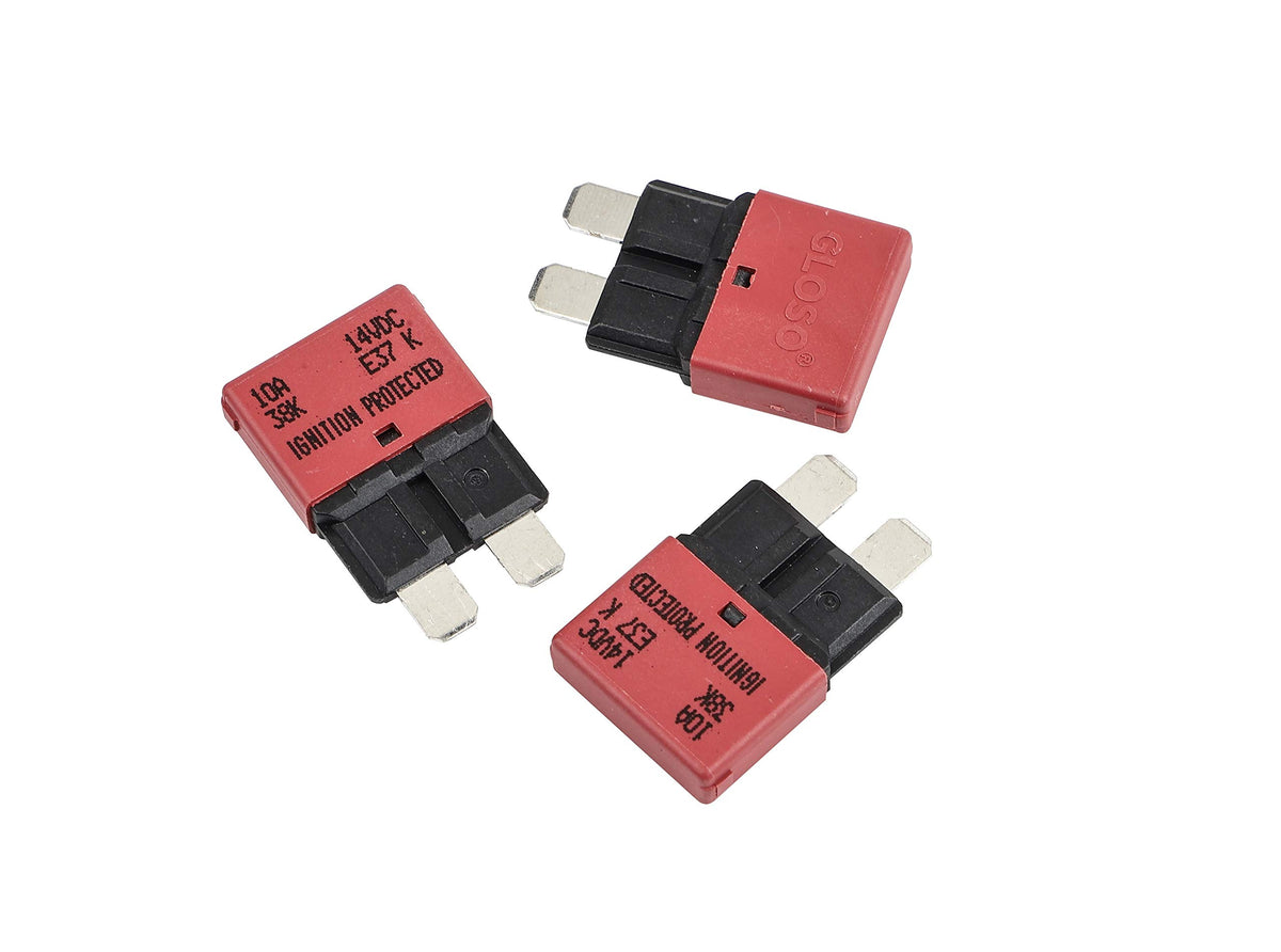 Gloso E37 Auto (T1) Reset Low Profile Atc/Ato Circuit Breakers - (10A - 3 Pack)
