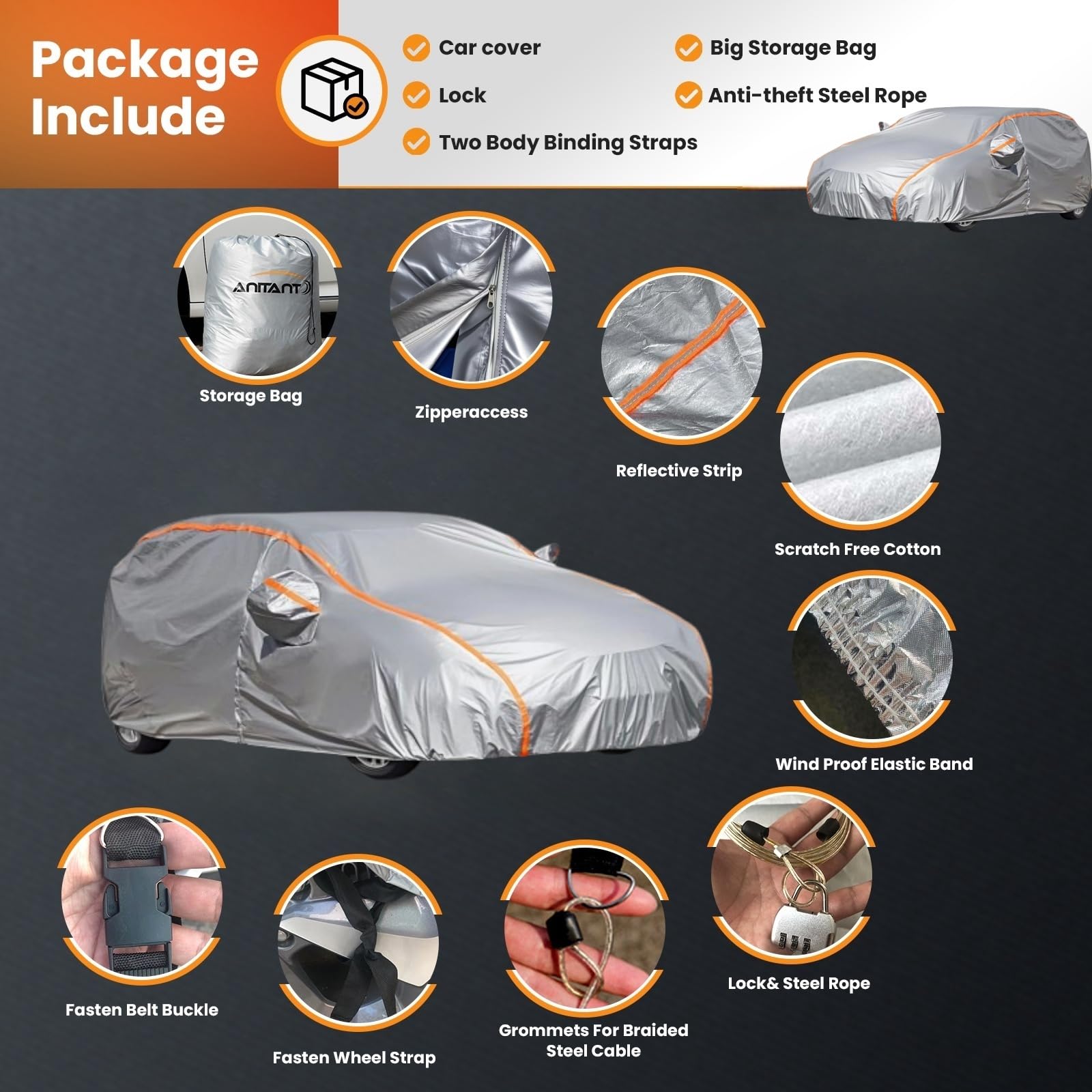 Anitant Car Cover For Hatchback,Hatchback Car Cover,Car Snow Cover,Car Tarps Heavy Duty Waterproof, Size As: Golf Gti Car Cover,