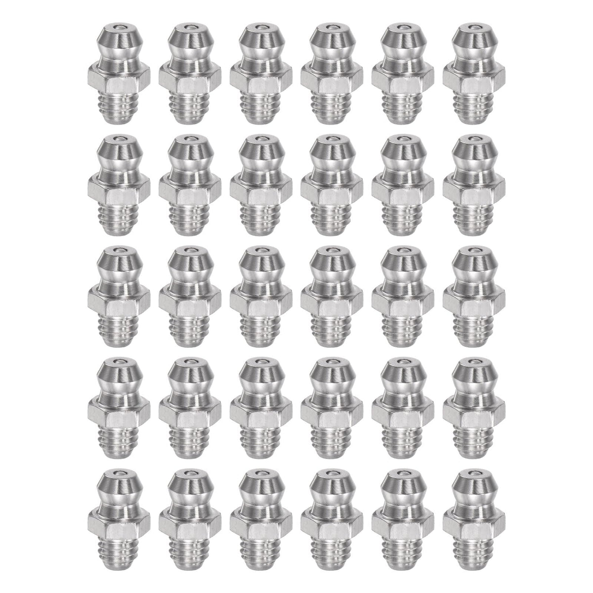 uxcell 304 Stainless Steel Straight Grease Fitting M6 x 1mm Thread Hydraulic Grease Fitting Accessories, 30Pcs