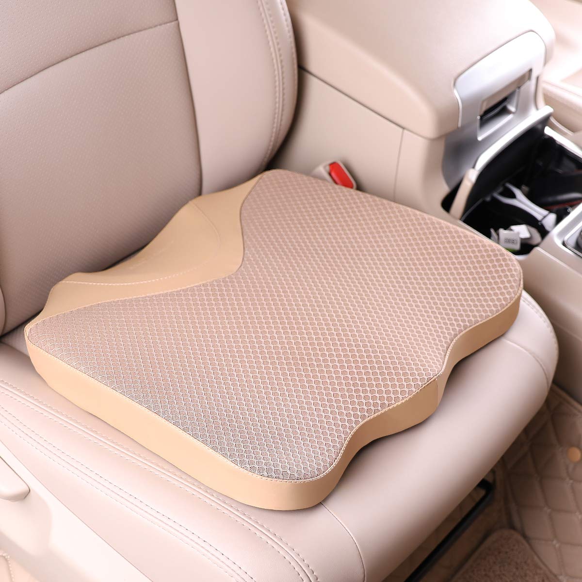 Kingleting Car Seat Cushion, Comfortable Memory Foam Cushion For Driving, Auto Heightening Wedge Cushion For Sciatica Tailbone P