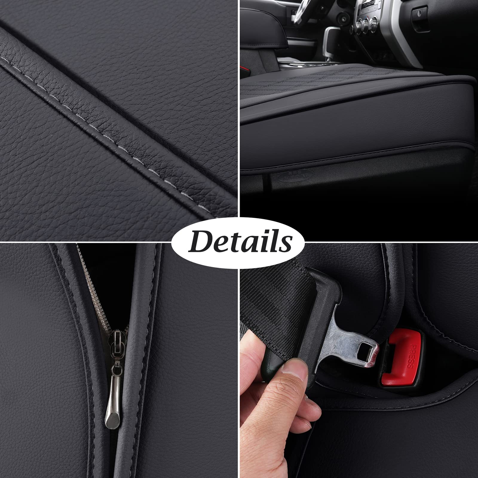 Coverado Front Seat Covers For Toyota Tundra 2007-2021, Leather Car Seat Covers Compatible With Crew, Crewmax, Extended, And Dou