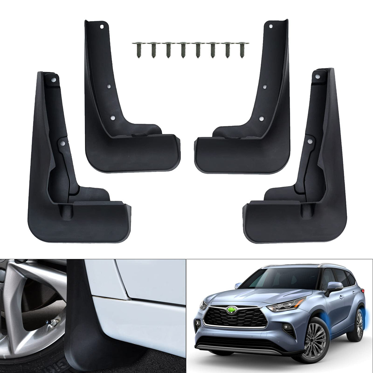 Autorder Mud Flaps Splash Guards For Toyota Highlander 2025 2024 2023 2022 2021 2020 Accessoreis Mudflap Fender Flares Front And