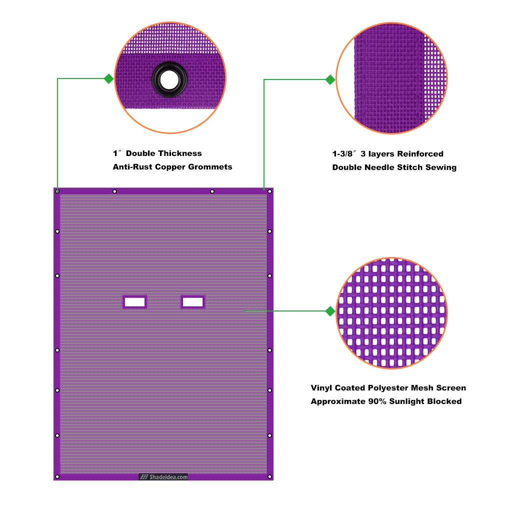 Shadeidea Sun Shade Top For Jeep Wrangler Sunshade Jl Unlimited 4 Door (2018-2023) Front And Rear-Purple Mesh Screen Sunshade Jl