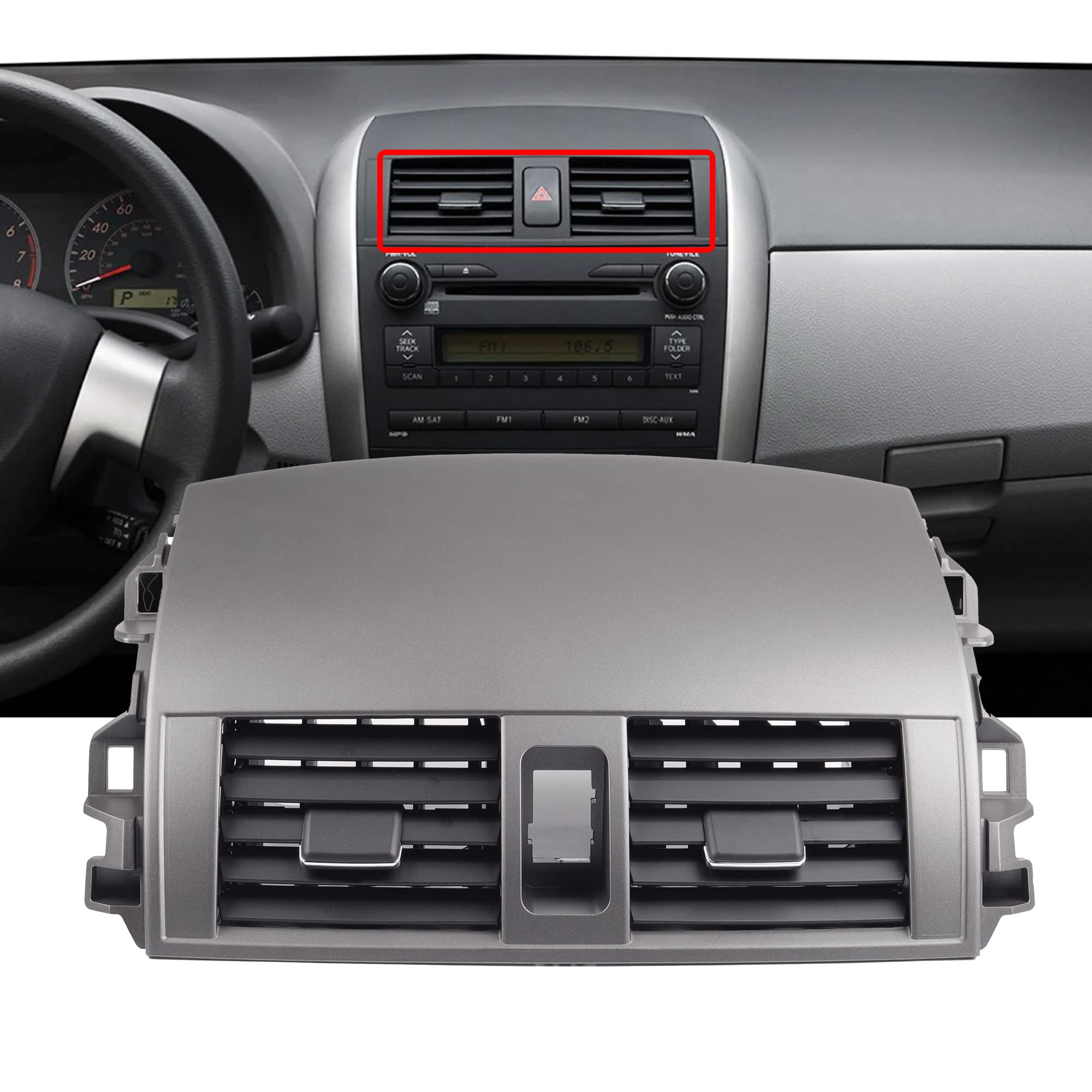 Dasbecan 55670-02160 Center Dash A/C Outlet Air Vent Panel Compatible With Toyota Corolla 2008 2009 2010 2012 2013 55663-02060