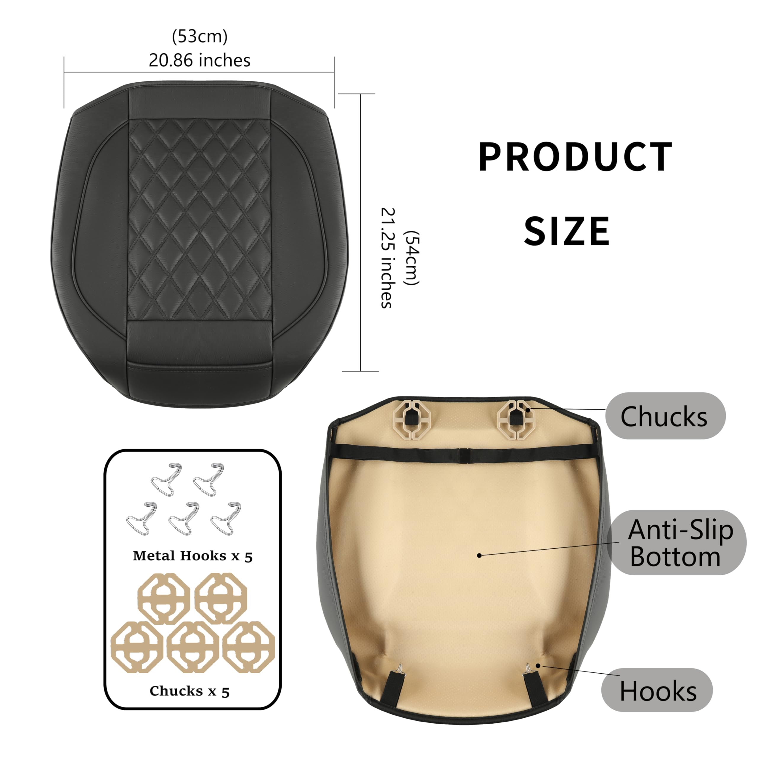 Vankerful 2 Pack Leather Front Car Seat Covers,Bottom Seat Covers for Cars,Driver Car Seat Cushion Cover,Luxury Seat Protectors,