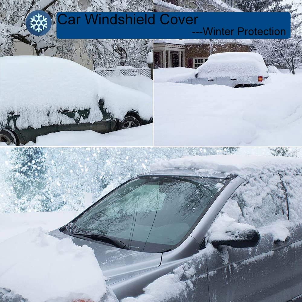 Beicarin Car Windshield Cover, Heavy Duty Ultra Thick Protective Windscreen Cover - Snow Ice Frost Sun Uv Dust Water Resistent - Pefect Fit For Cars Suvs All Years Summer/Winter