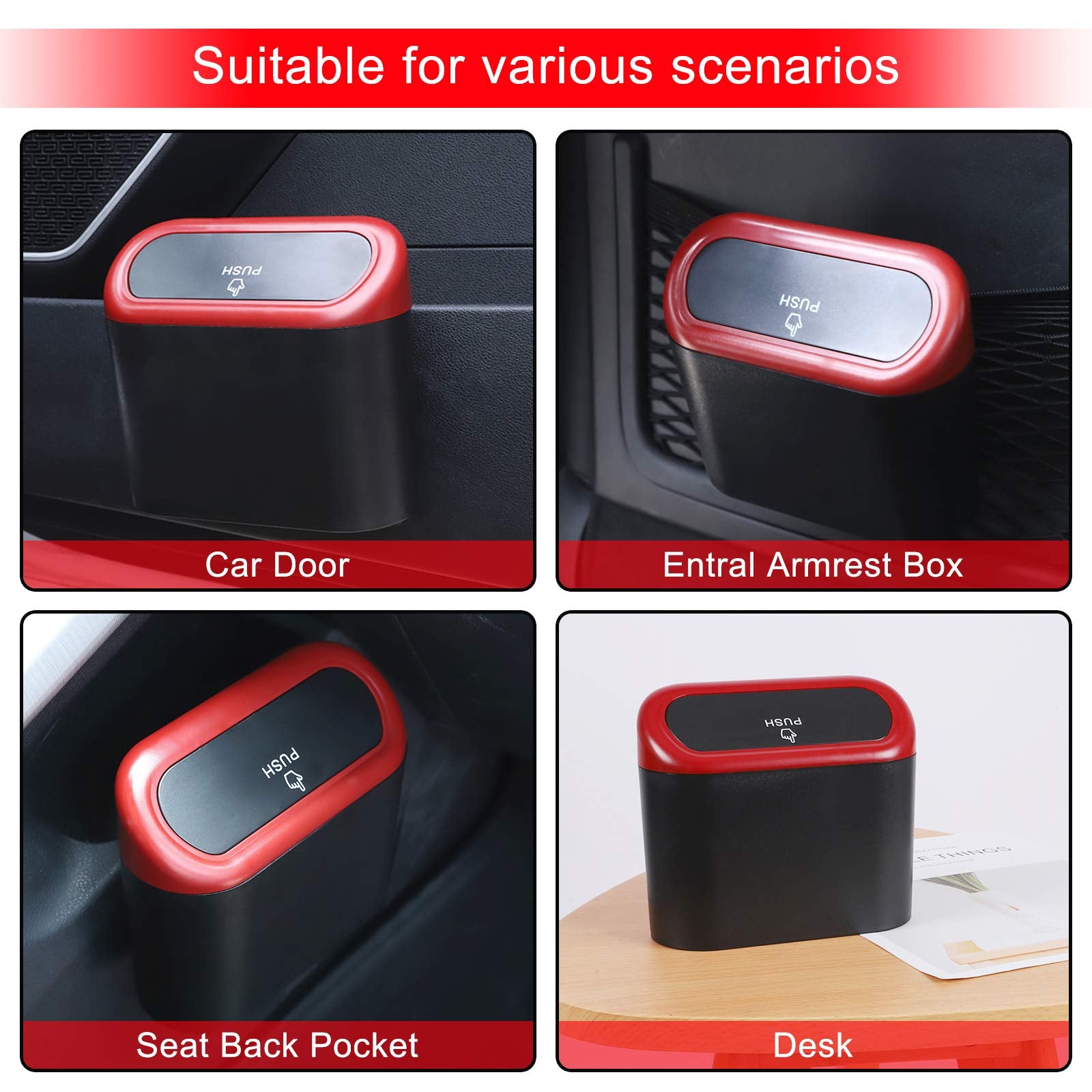 Accmor Car Trash Can With Lid, Mini Vehicle Trash Bin Car Dustbin Garbage Organizer Holder, Portable Hanging Wastebasket Bin Tra