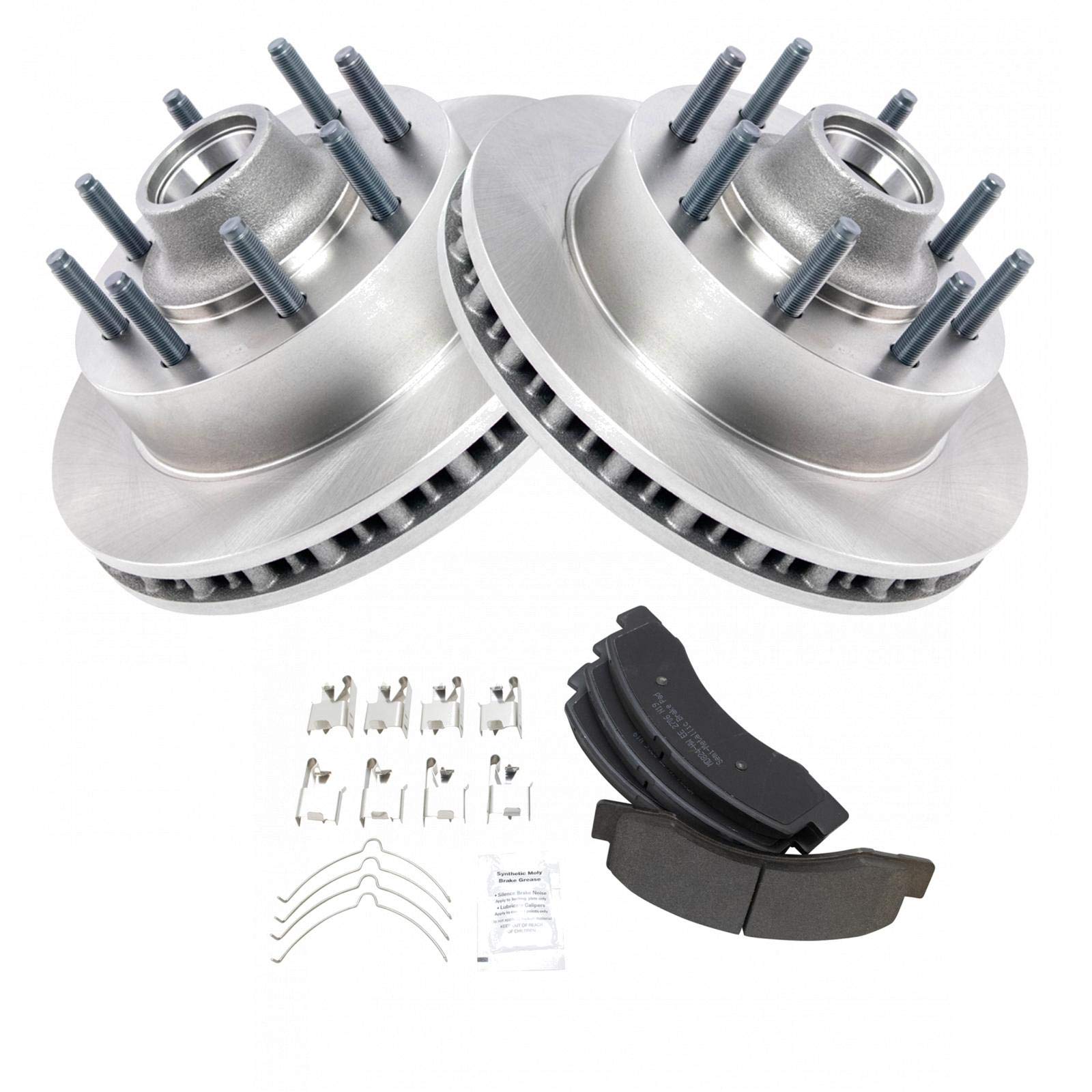 Trq Front Brake Pad & Rotor Kit Brake Pads Brake Rotor Semi-Metallic Compatible With 2003-2004 Ford Excursion F-250 Super Duty F