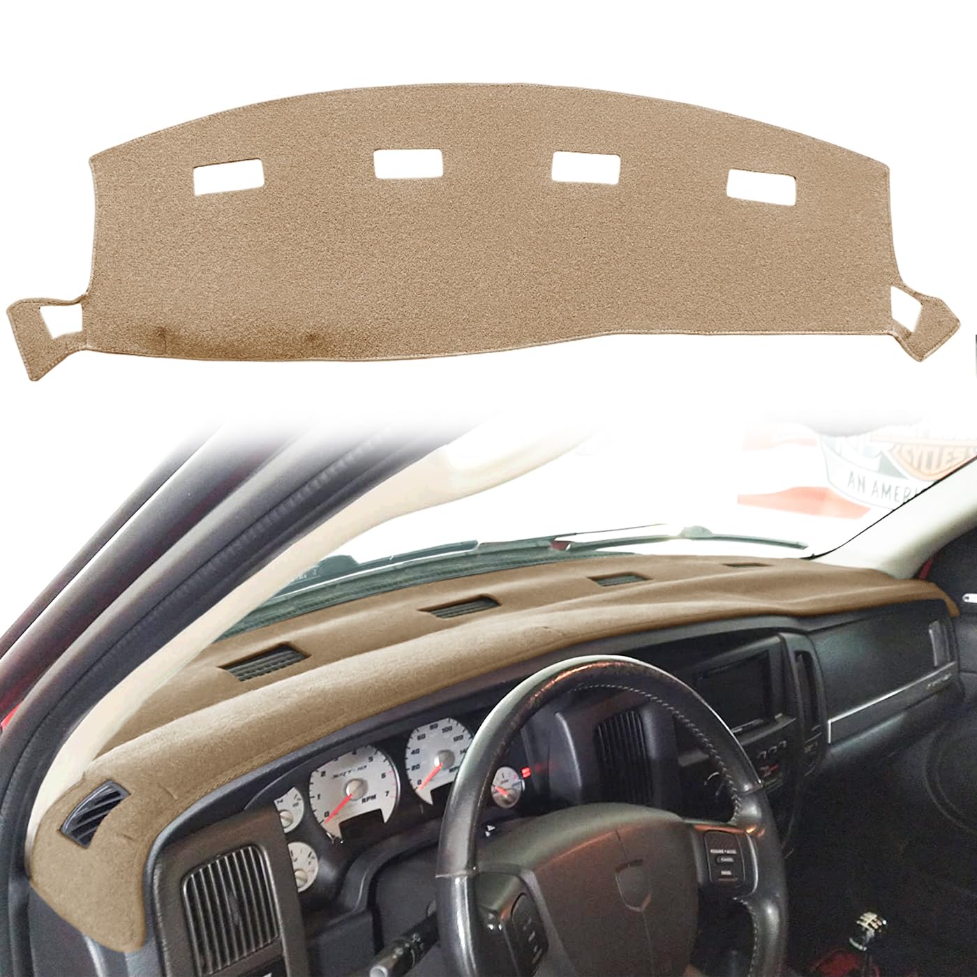 Yiz Dashboard Cover Dash Cover Mat Custom Fit for Dodge Ram 1500 2002-2005,2500/3500 2003-2005 (02-05Beige) Y22