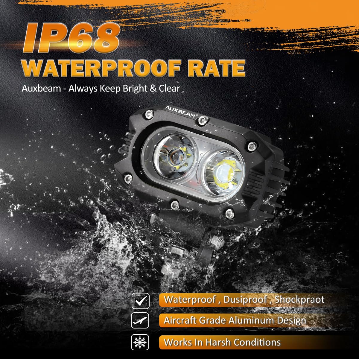 Auxbeam 4 Inch Led Pod, Square Pod Light With 5050 Led White Flood Beam Offroad Driving Fog Light With Wiring Harness For Jeep W