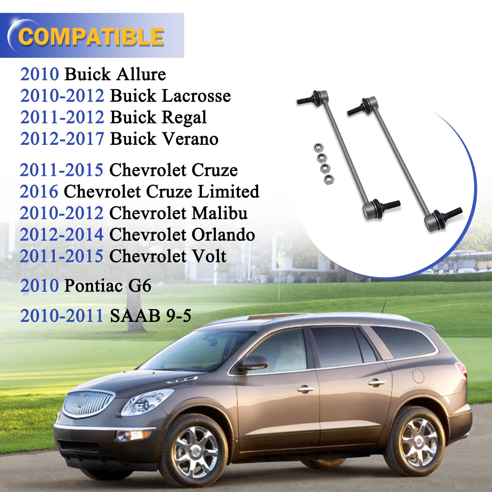 Zinc Nickel Alloy - Stabilizer Sway Bar Links For Chevy Chevrolet Cruze Cruze Limited Malibu Volt/Buick Lacrosse Regal Verano/Po