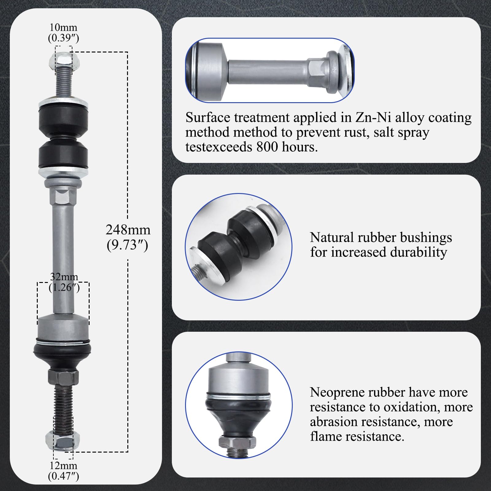 Zinc-Nickel Alloy Front Stabilizer Sway Bar End Link End Kit For 2005-2008 Ford F-150 4Wd 2006-2008 Lincoln Mark Lt 4Wd K80338