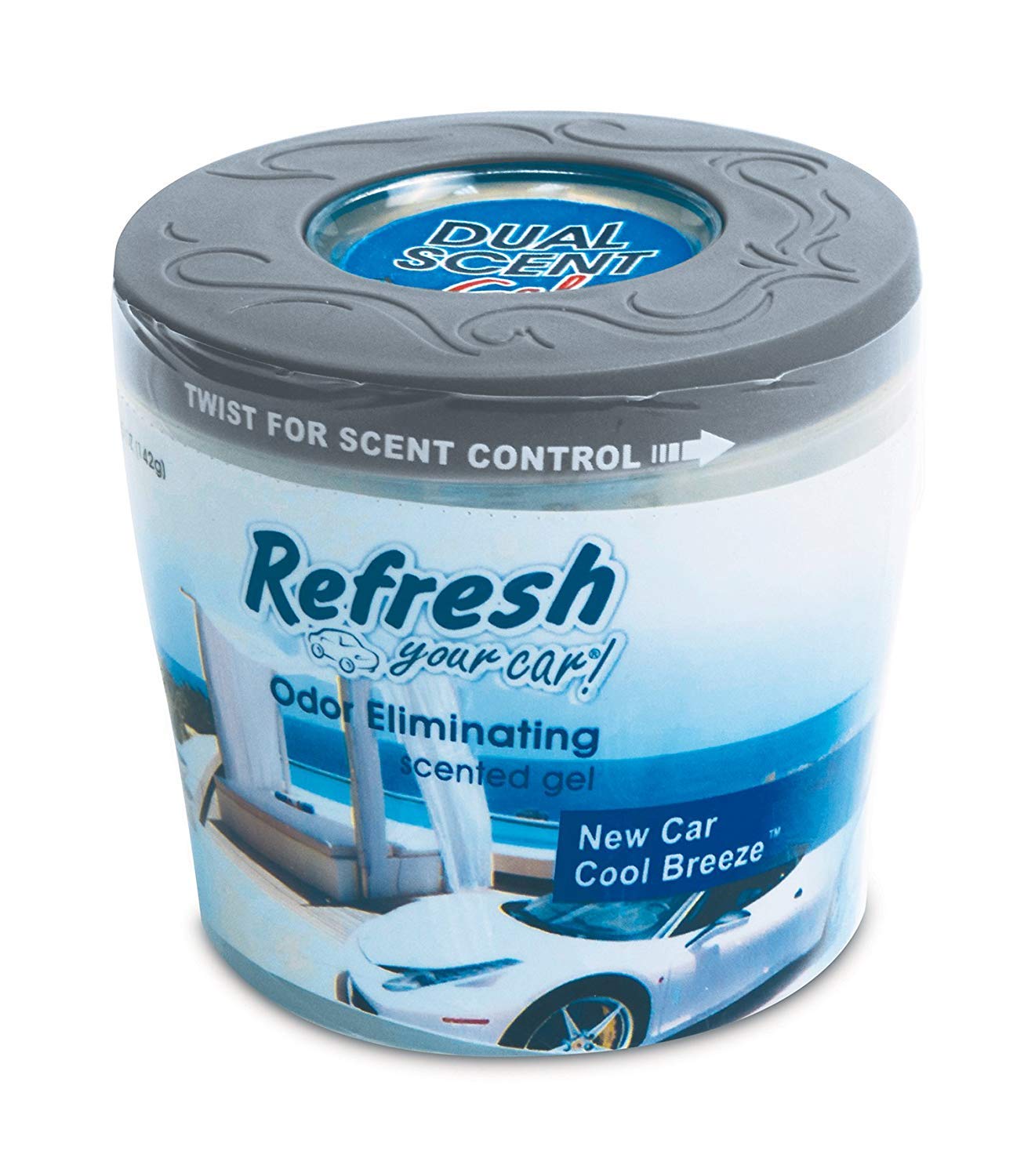 Refresh Your Car! E300866901 Scented Gel Can, 5 oz, New Car and Cool Breeze