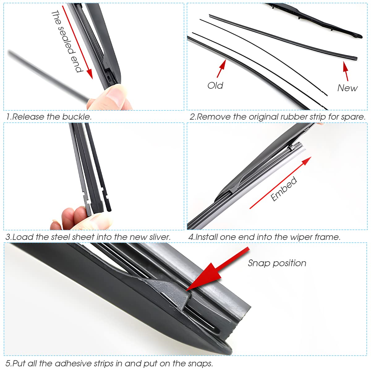 4 Pieces Windshield Wiper Blades Refills, Diy Adjustable Car Windscreen Wiper Rubber Strips, Frameless Window Boneless Insert Si