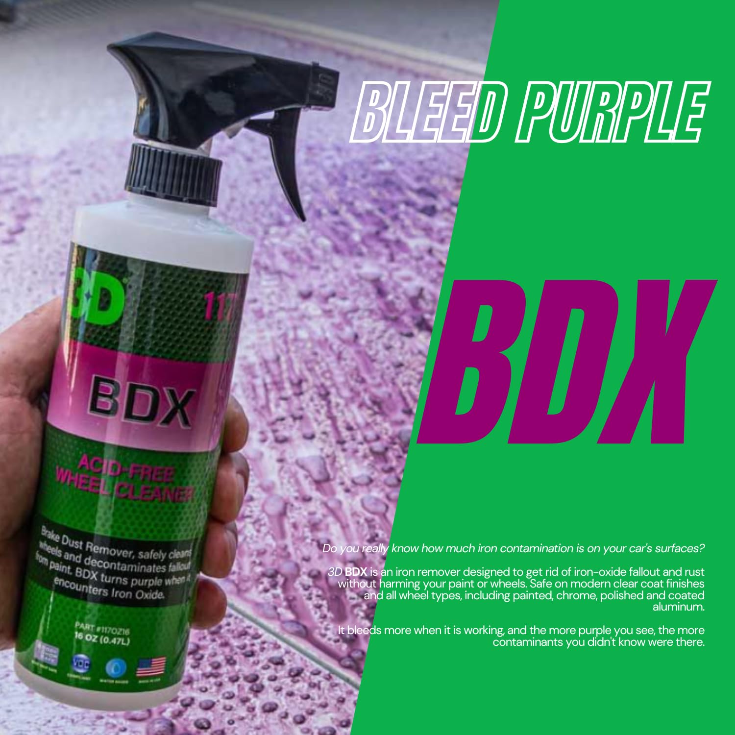 3D Bdx Iron Remover - Removes Brake Dust, Iron Oxidation & Fallout On Car Wheels & Paint 16Oz.