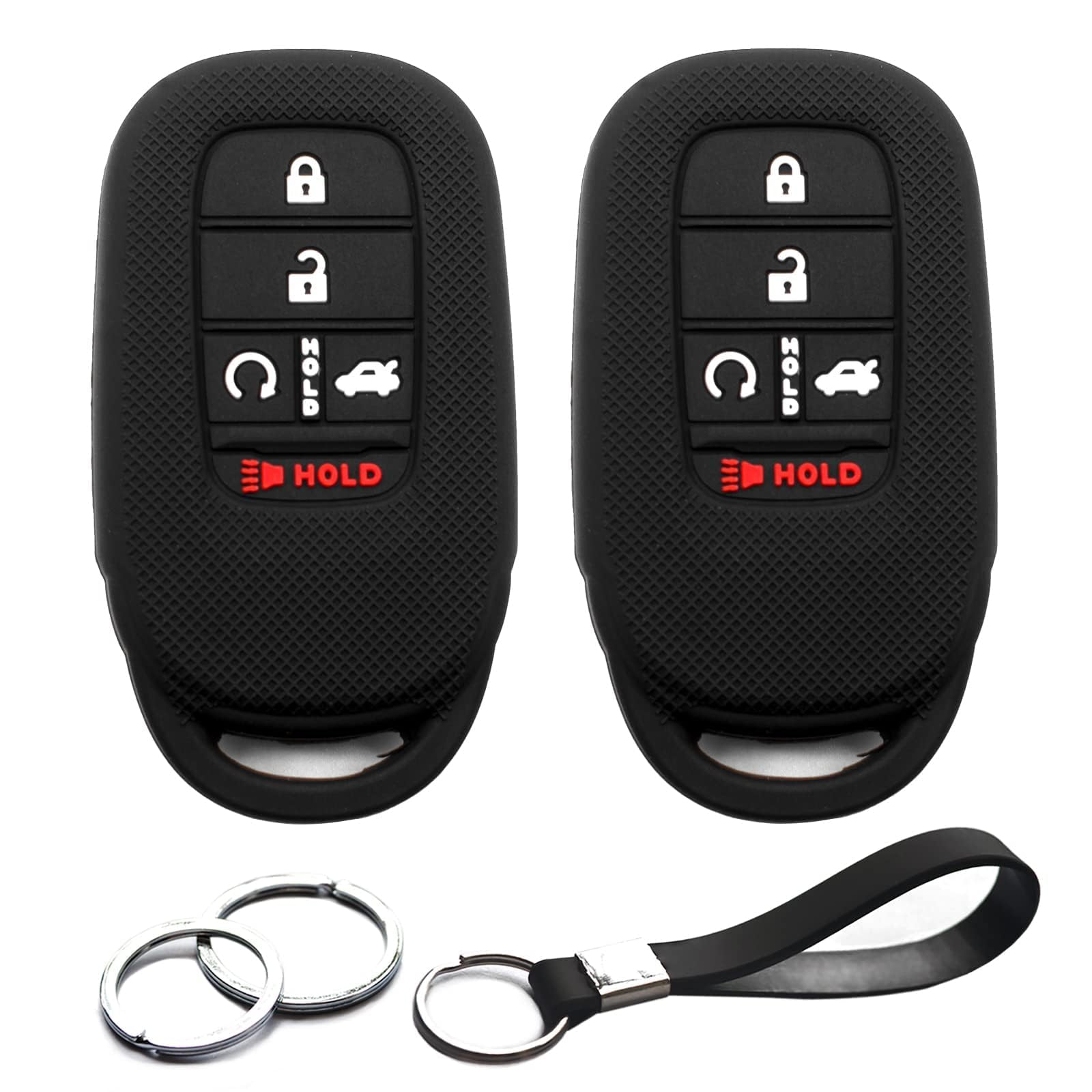 Infipar 2Pcs Compatible With 2024 2023 2022 Honda Cr-V Civic Accord Hr-V Pilot Key Fob Cover Case Key Chain Protector Keyless En
